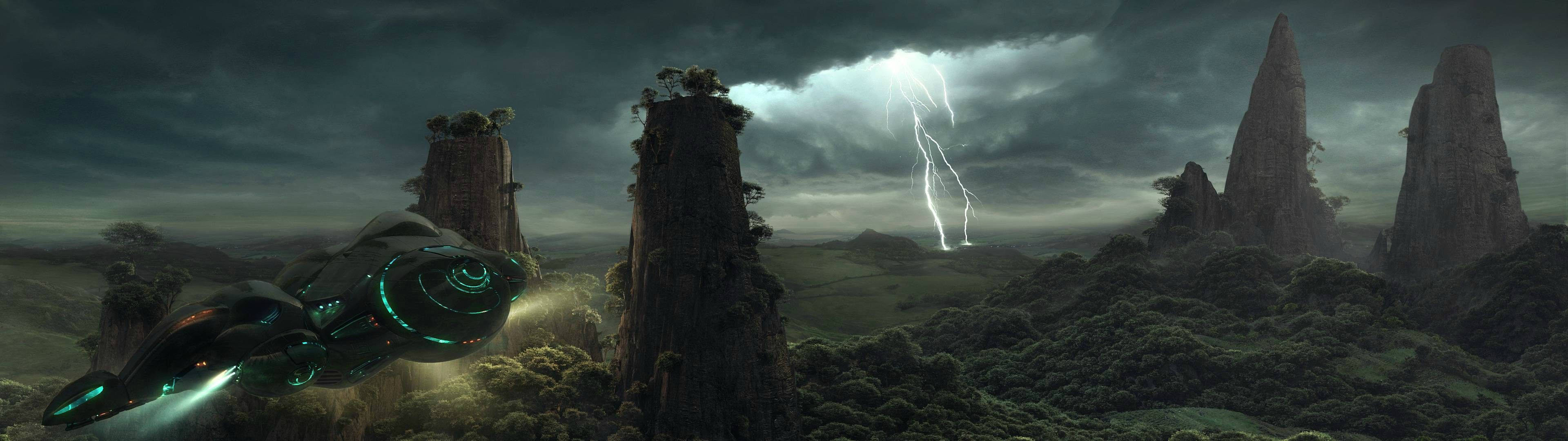 UFO Vasgevang op Kamera Bo Majestueuse Berge Muurpapier