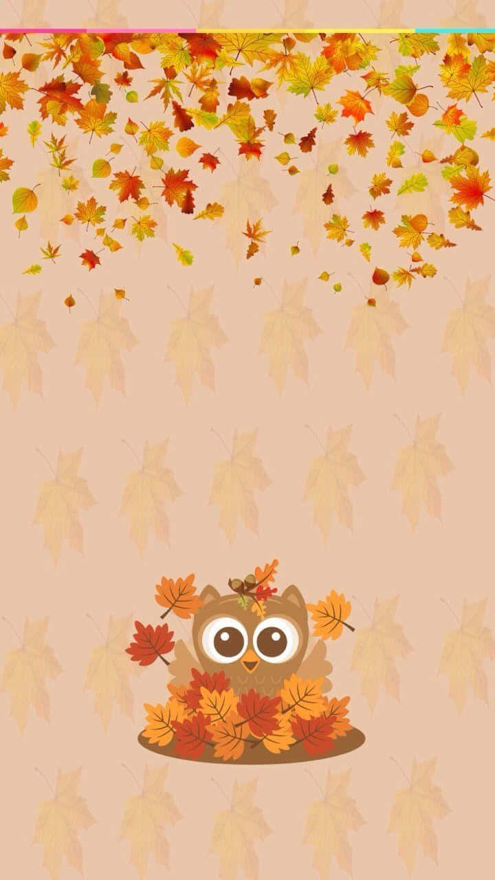 uile in herfsblare muurpapier