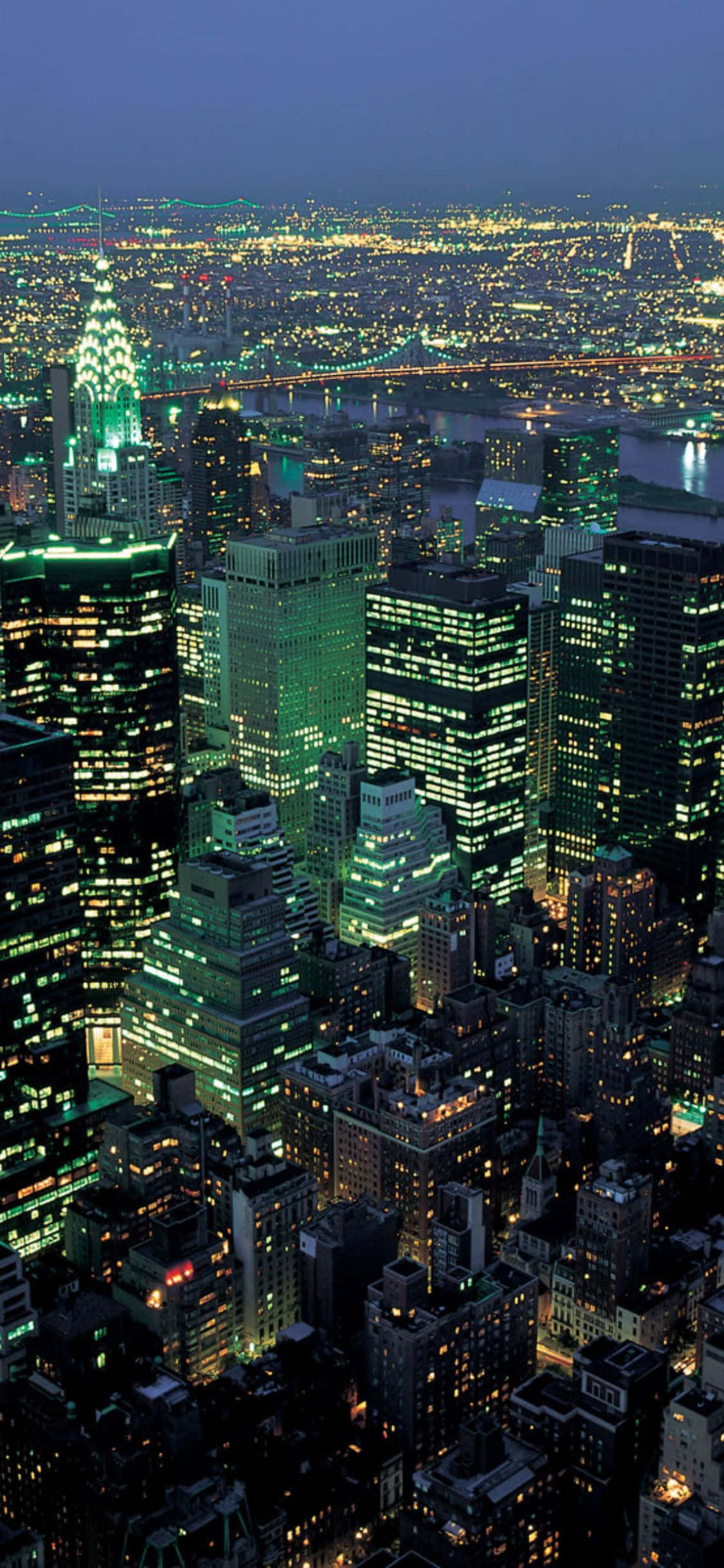 Uitsig oor die New York-stadslyn vanaf die iPhone X Muurpapier
