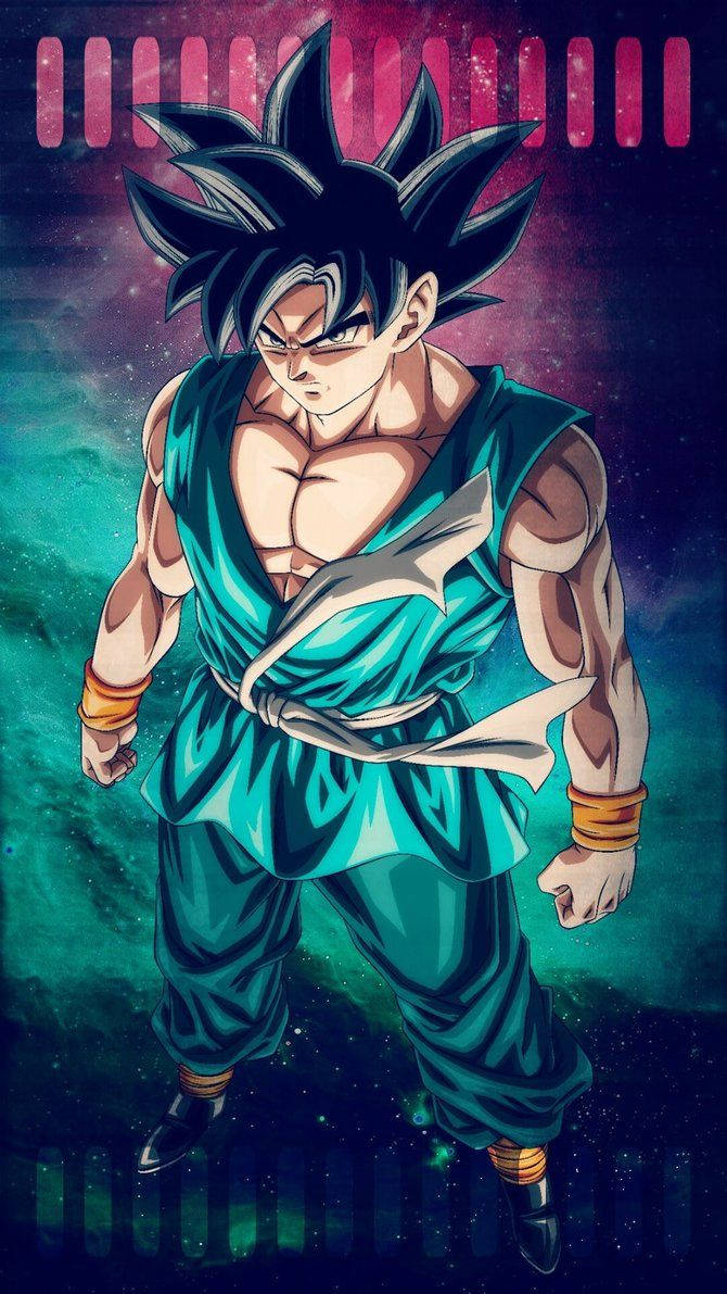 Goku-behangpapier in 'n Ultra Instink-vorm.