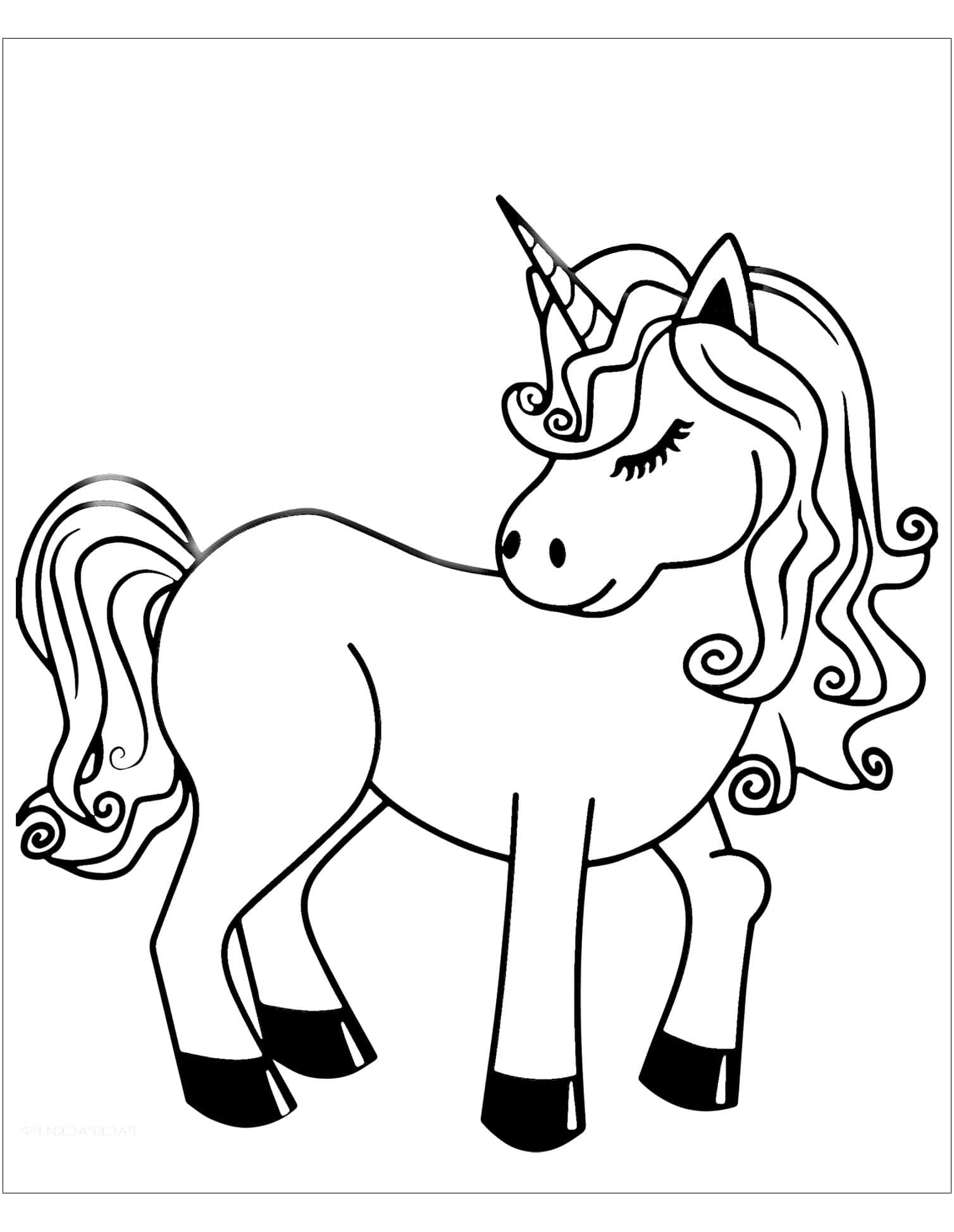 Unicorn Lyn Tekening Prent Muurpapier