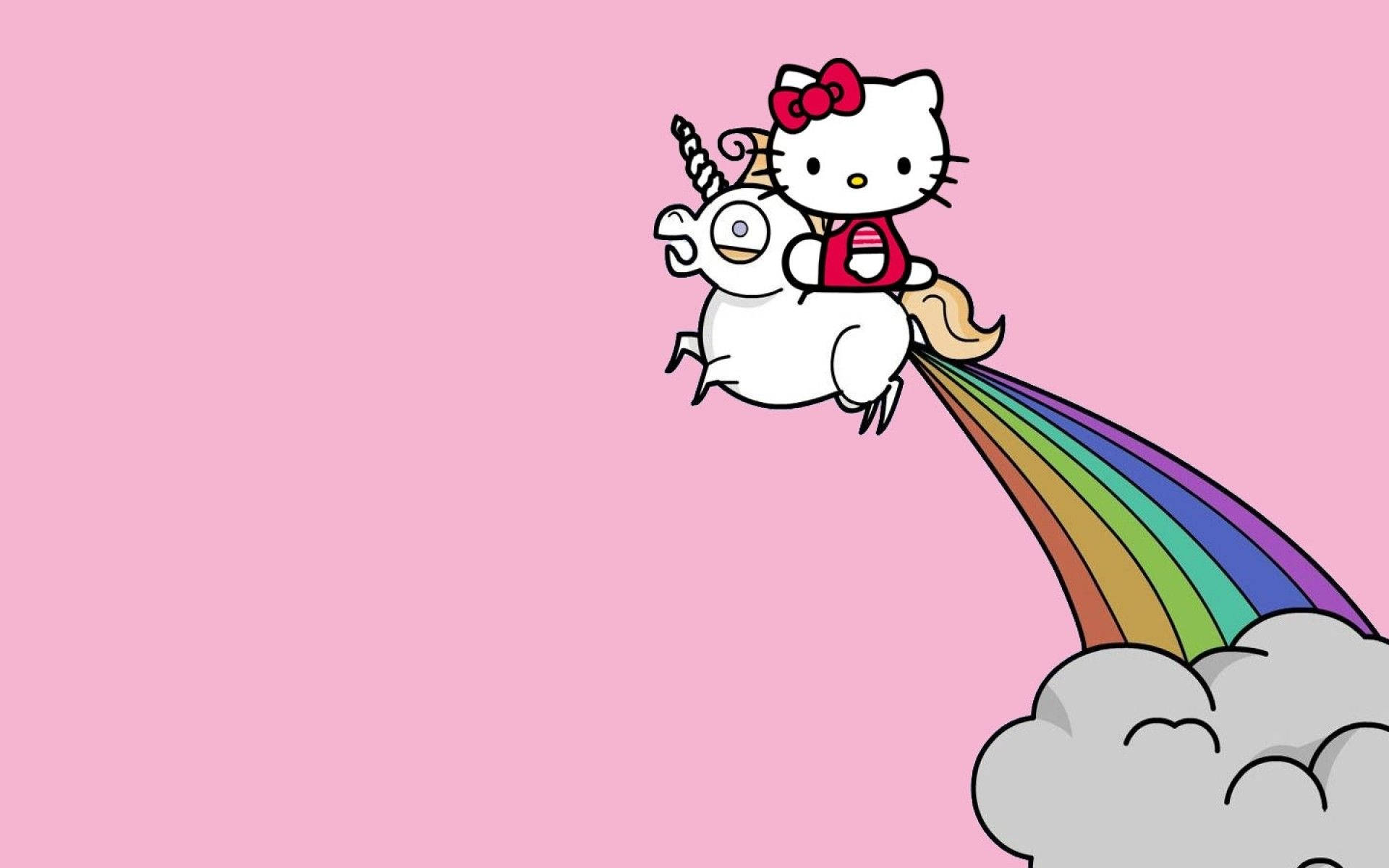 Unicorn Met Hello Kitty Estetika Muurpapier