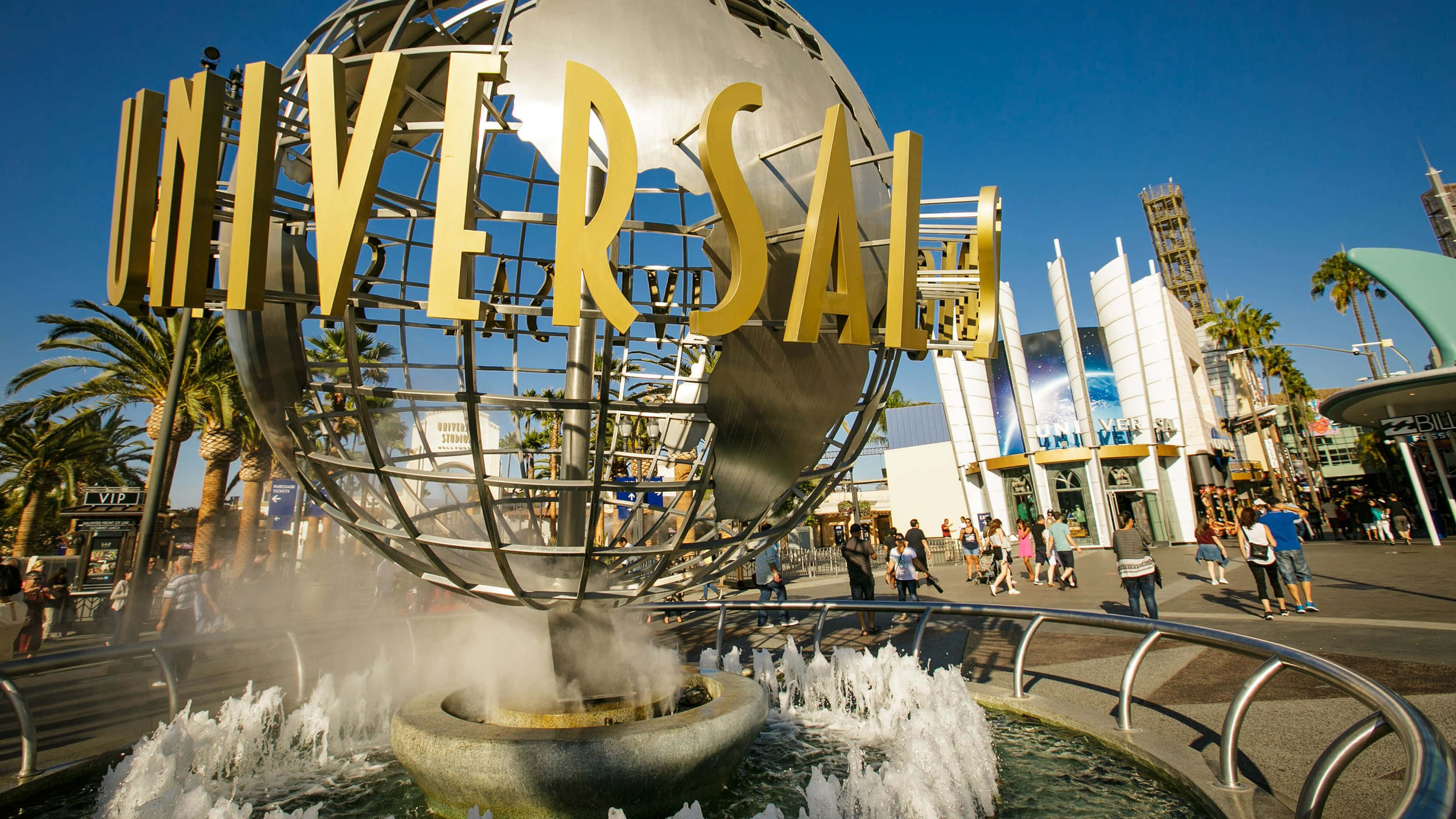 Universal Studios Goue Estetiese Fontein Prent Muurpapier