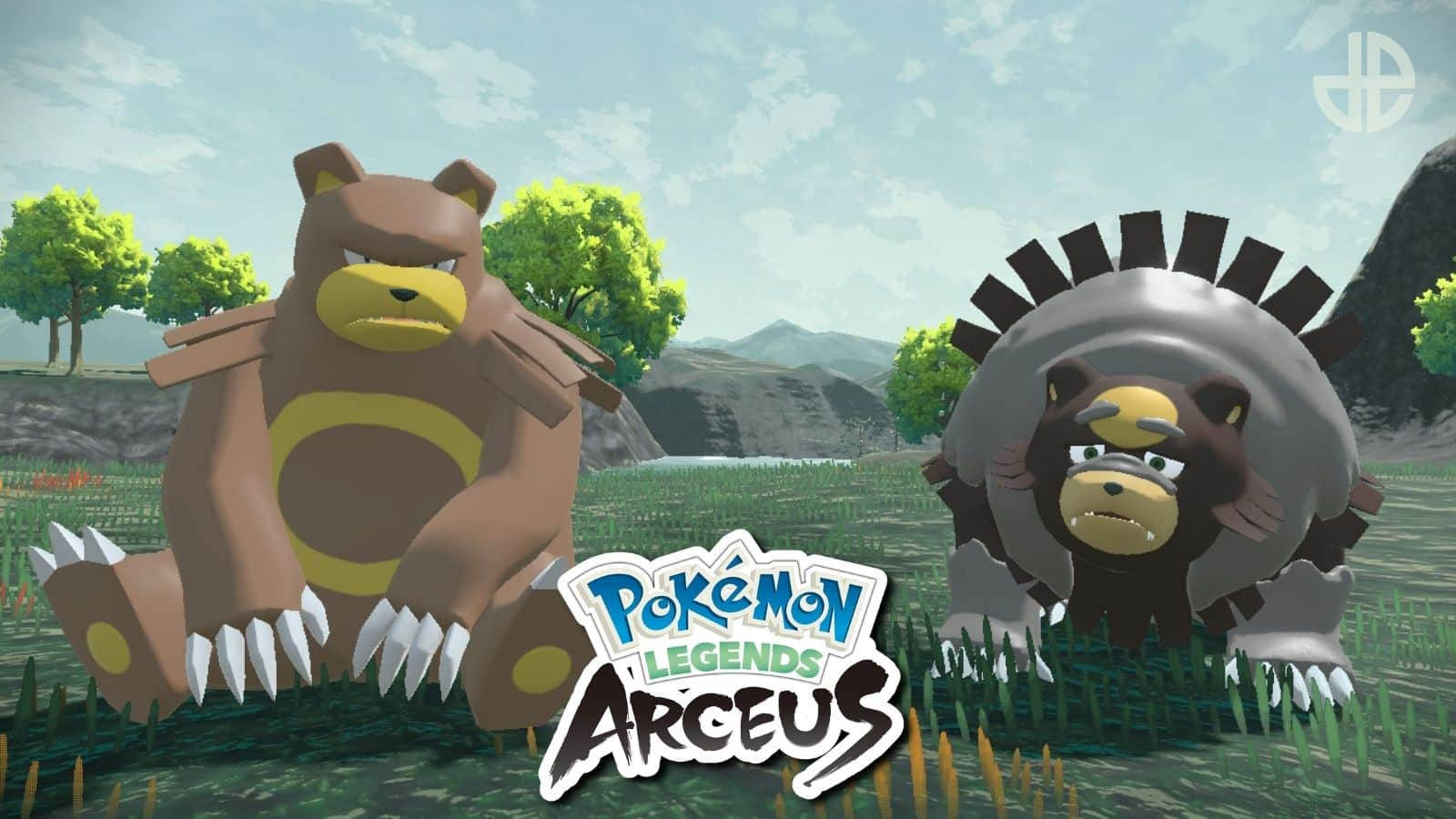Ursaring en Ursaluna Pokemon Legends: Arceus illustrasie. Muurpapier