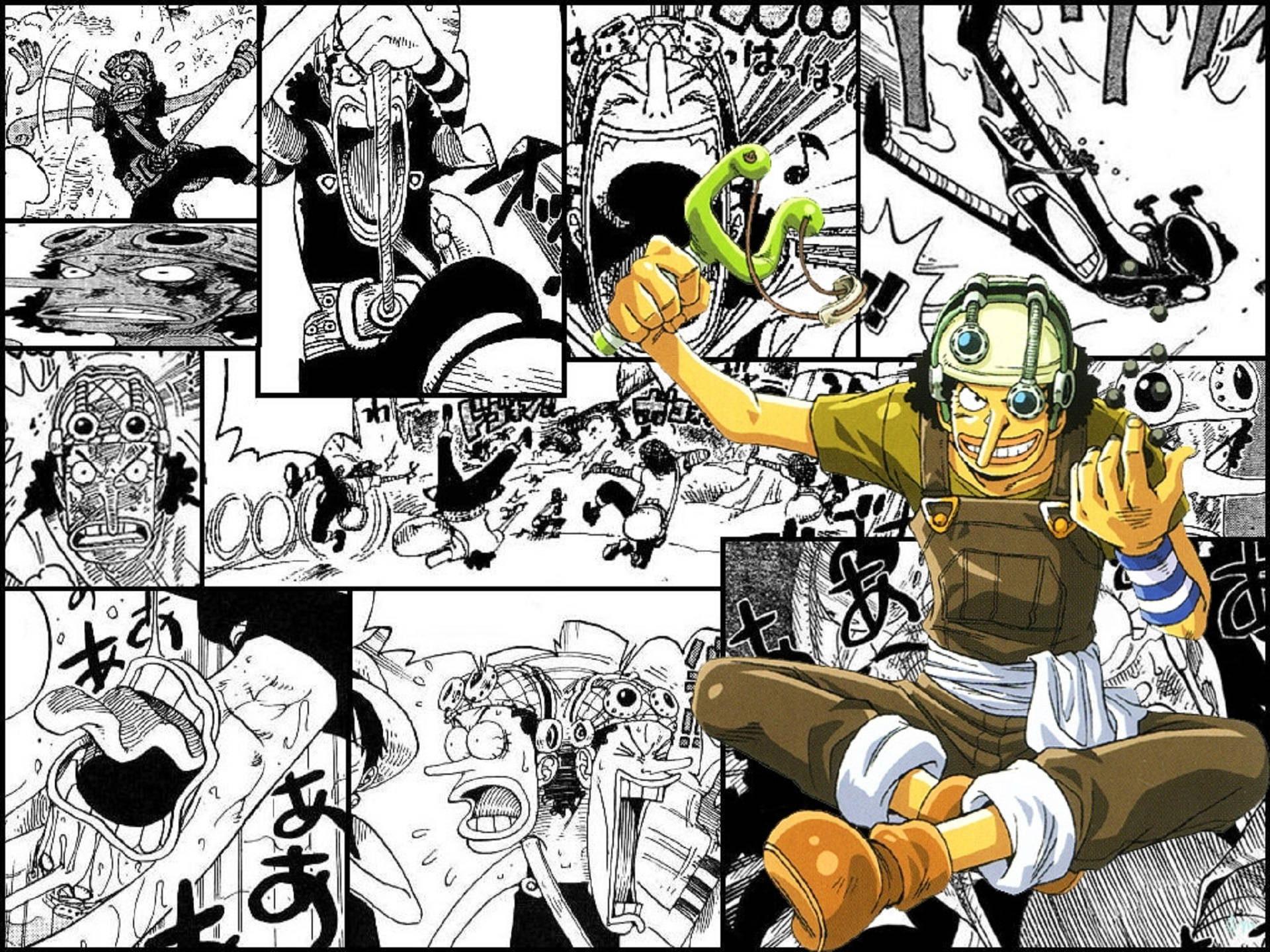 Usopp Snaaks Oomblikke Manga Paneel Muurpapier
