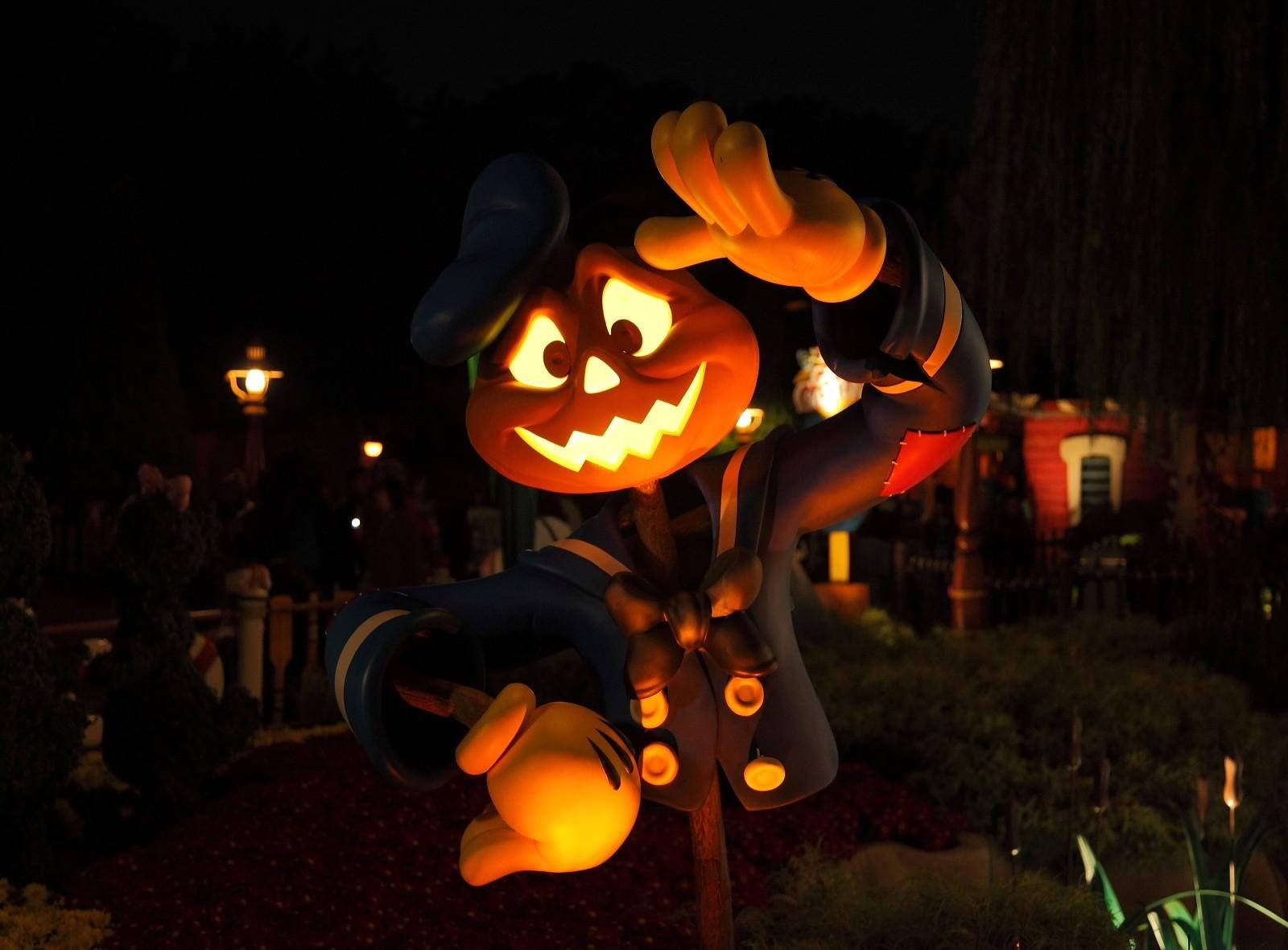 Vaar deur die nag op 'n pampoenboot hierdie Halloween! Muurpapier