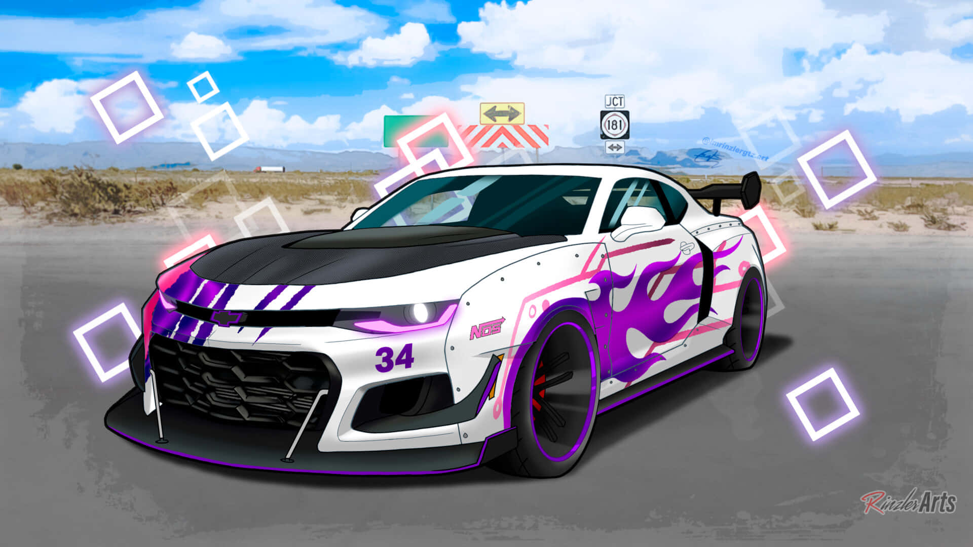 Vaar stylvol weg met hierdie pasgemaakte Anime-motor Muurpapier