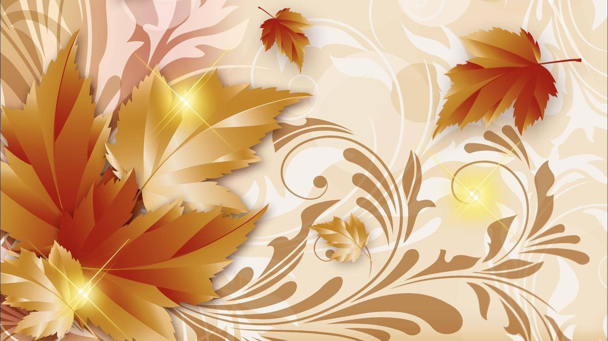 Val Aesthetic Goud Esdoorn Kuns Muurpapier