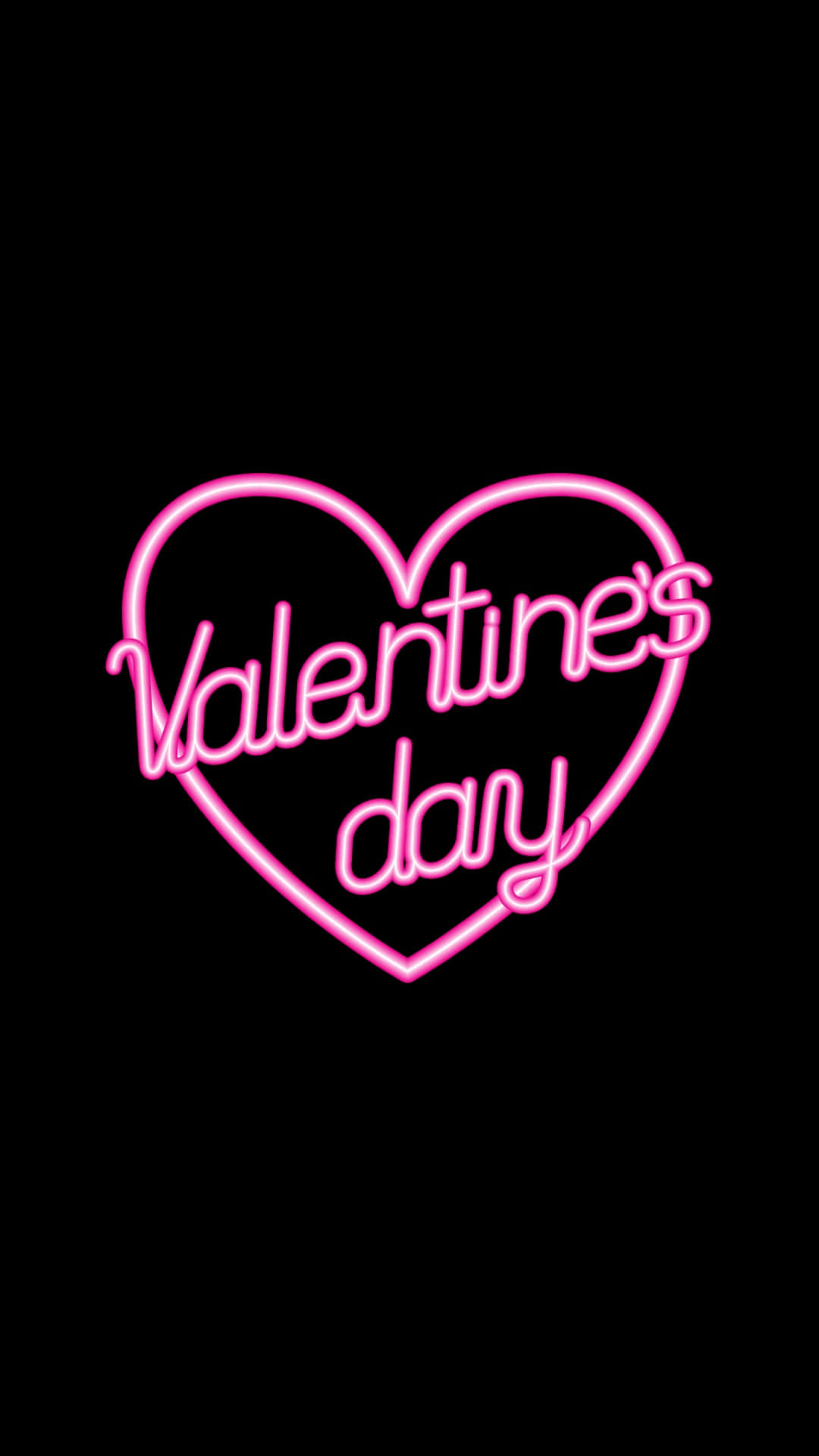 Valentynsdag Foon Pienk Neonlig Muurpapier