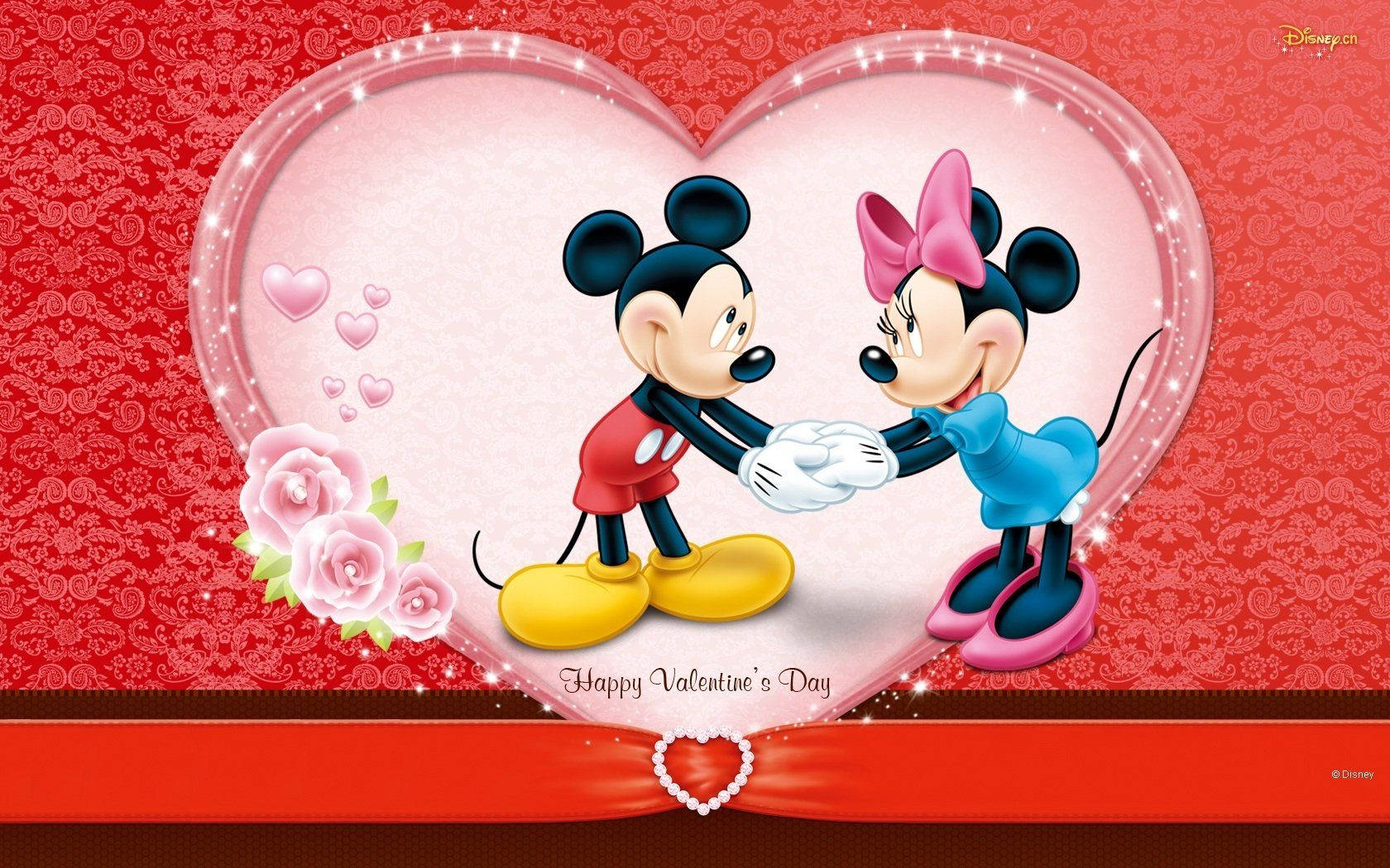 Valentynsdag Mickey Mouse Disney Kuns Muurpapier