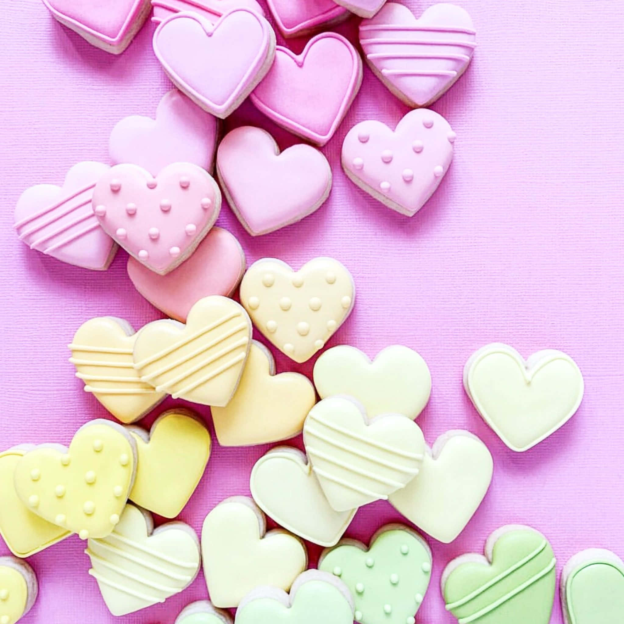 Valentynsdag Pastelkleurige Harte Prente Muurpapier