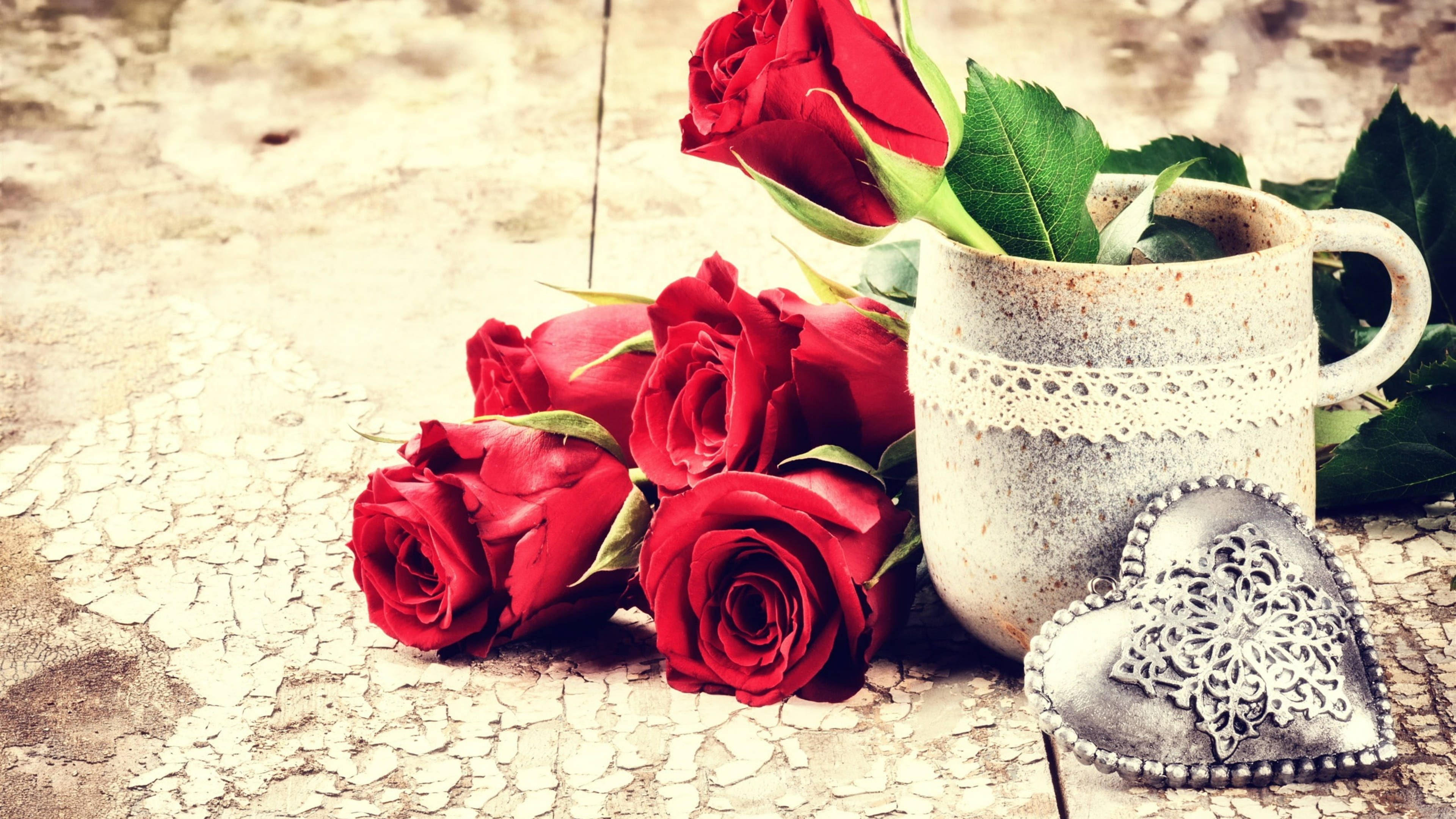 Valentynsdag Rooi Rose Muurpapier