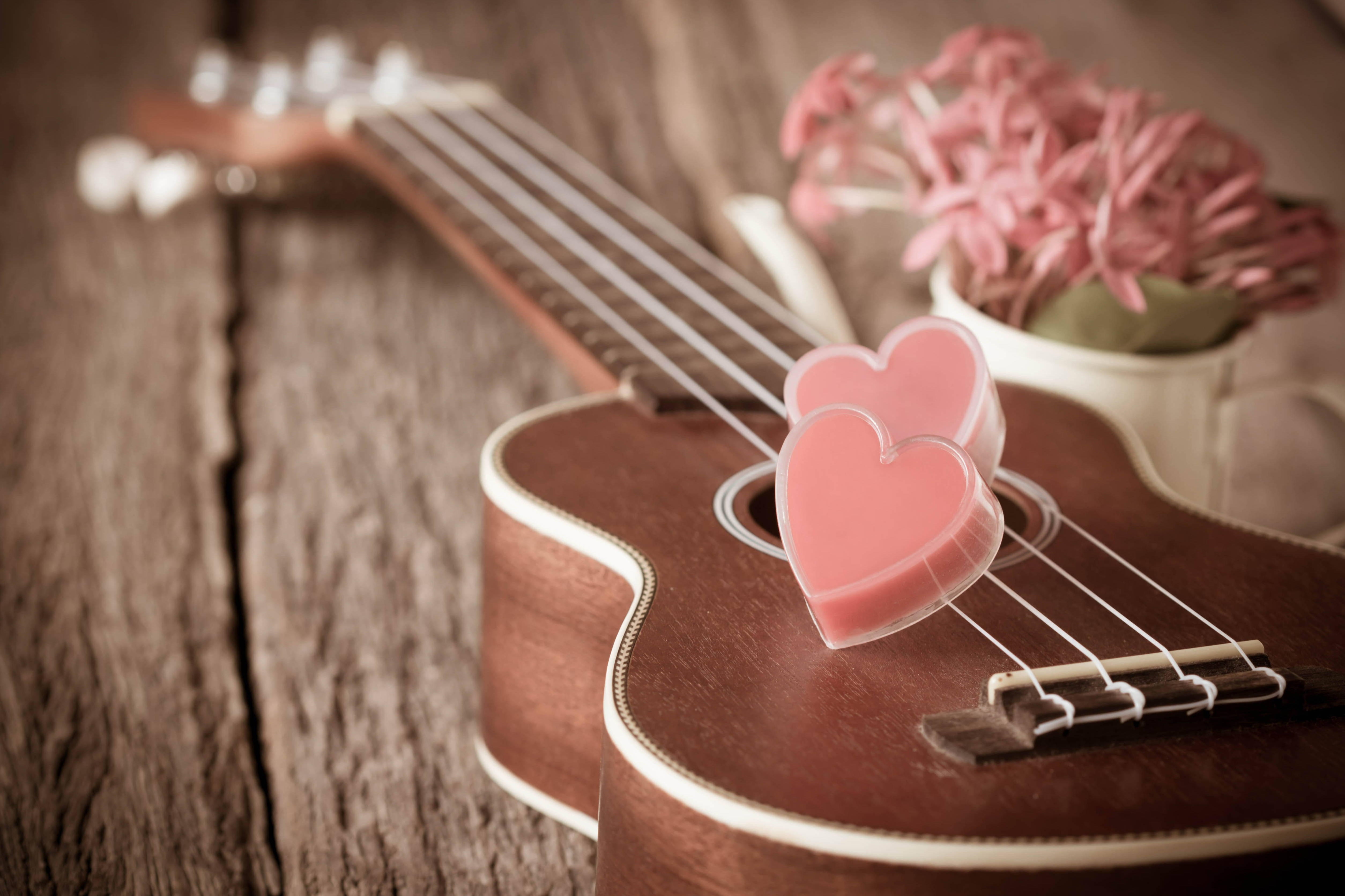 Valentynsdag Ukulele Muurpapier