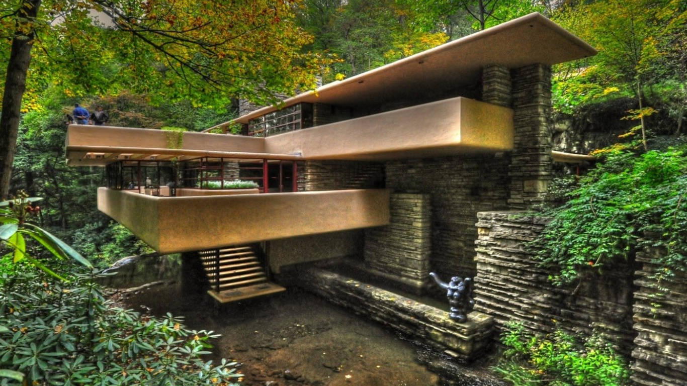 Valwater Huis in VSA Muurpapier