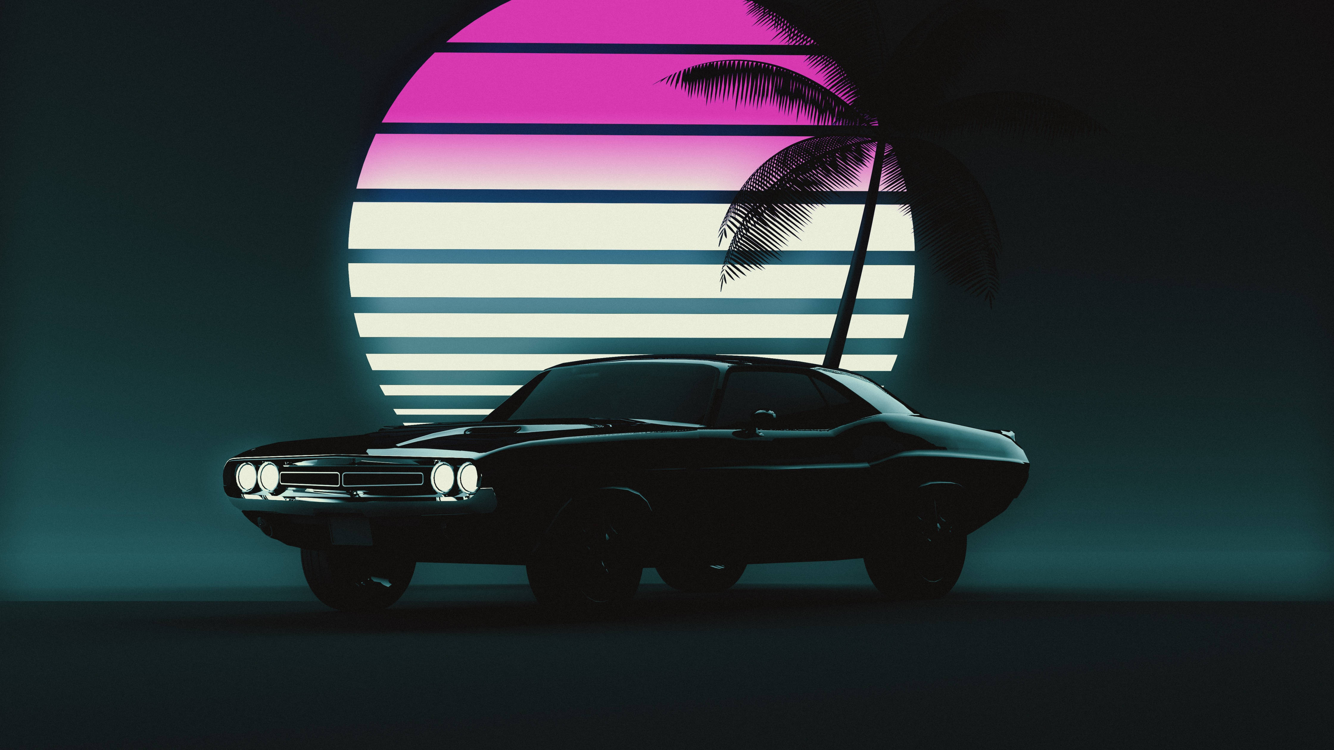 Vaporwave-estetika 4K Skootrekenaar Motor Muurpapier
