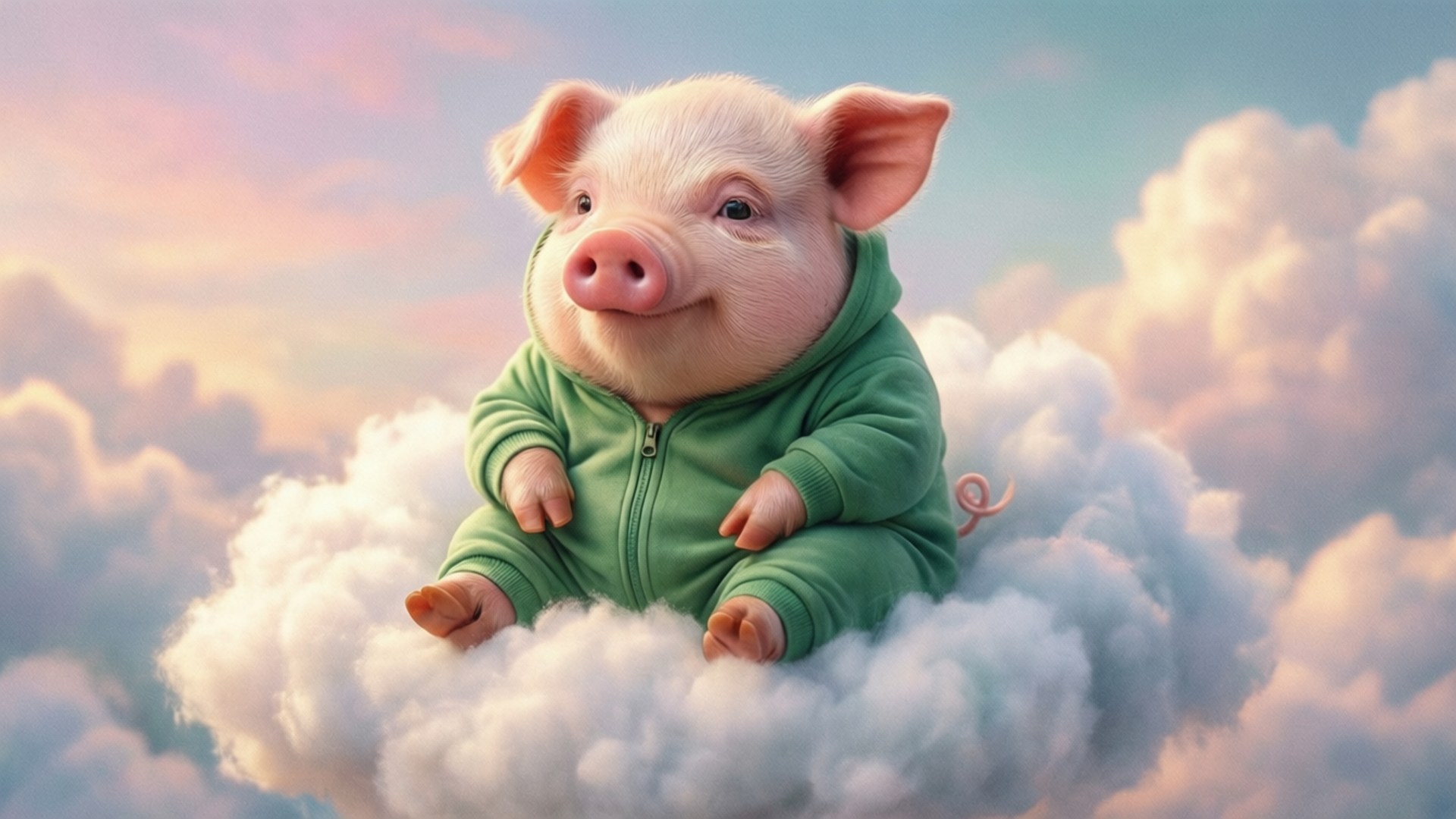 Vark op 'n Wolk in 'n Onsie Muurpapier