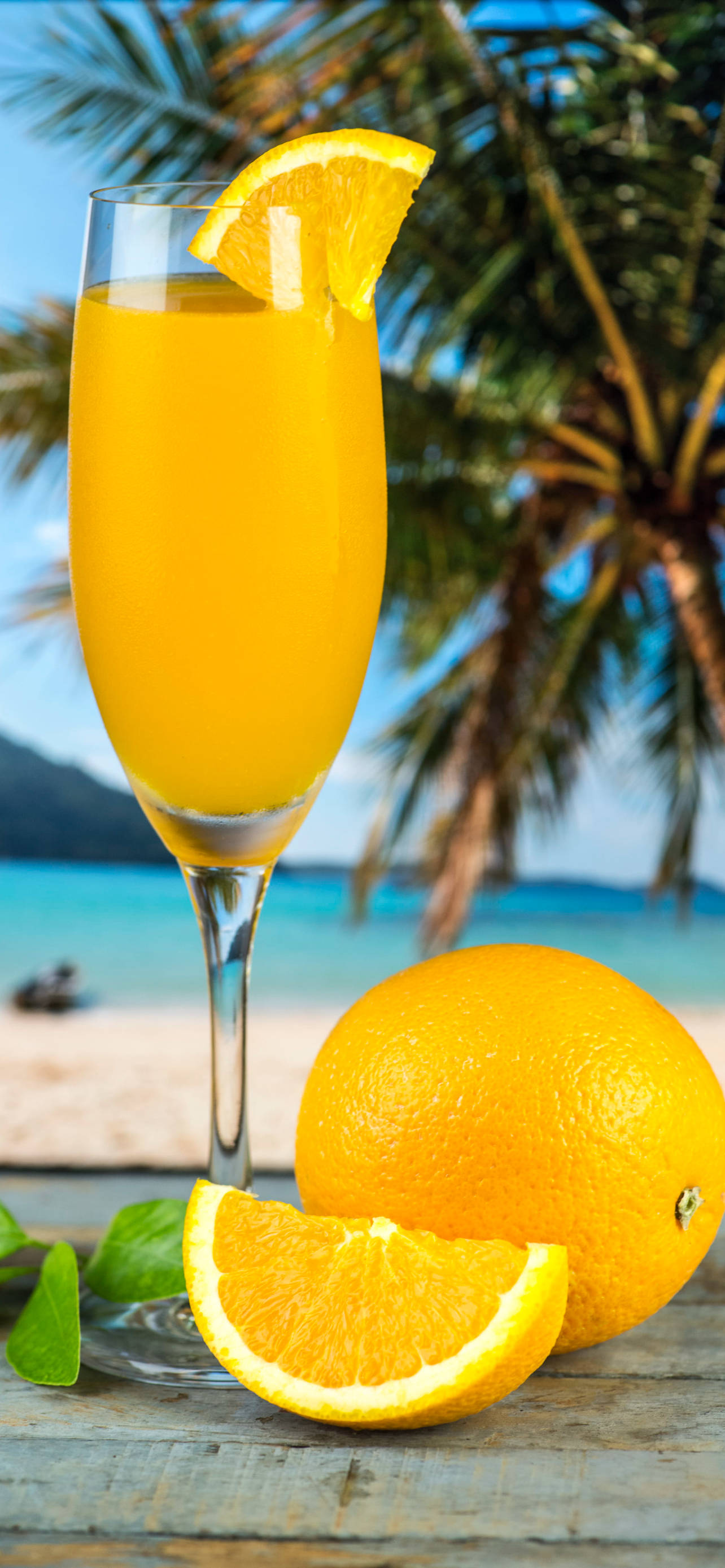 Vars Oranje Tropiese Drankie Muurpapier