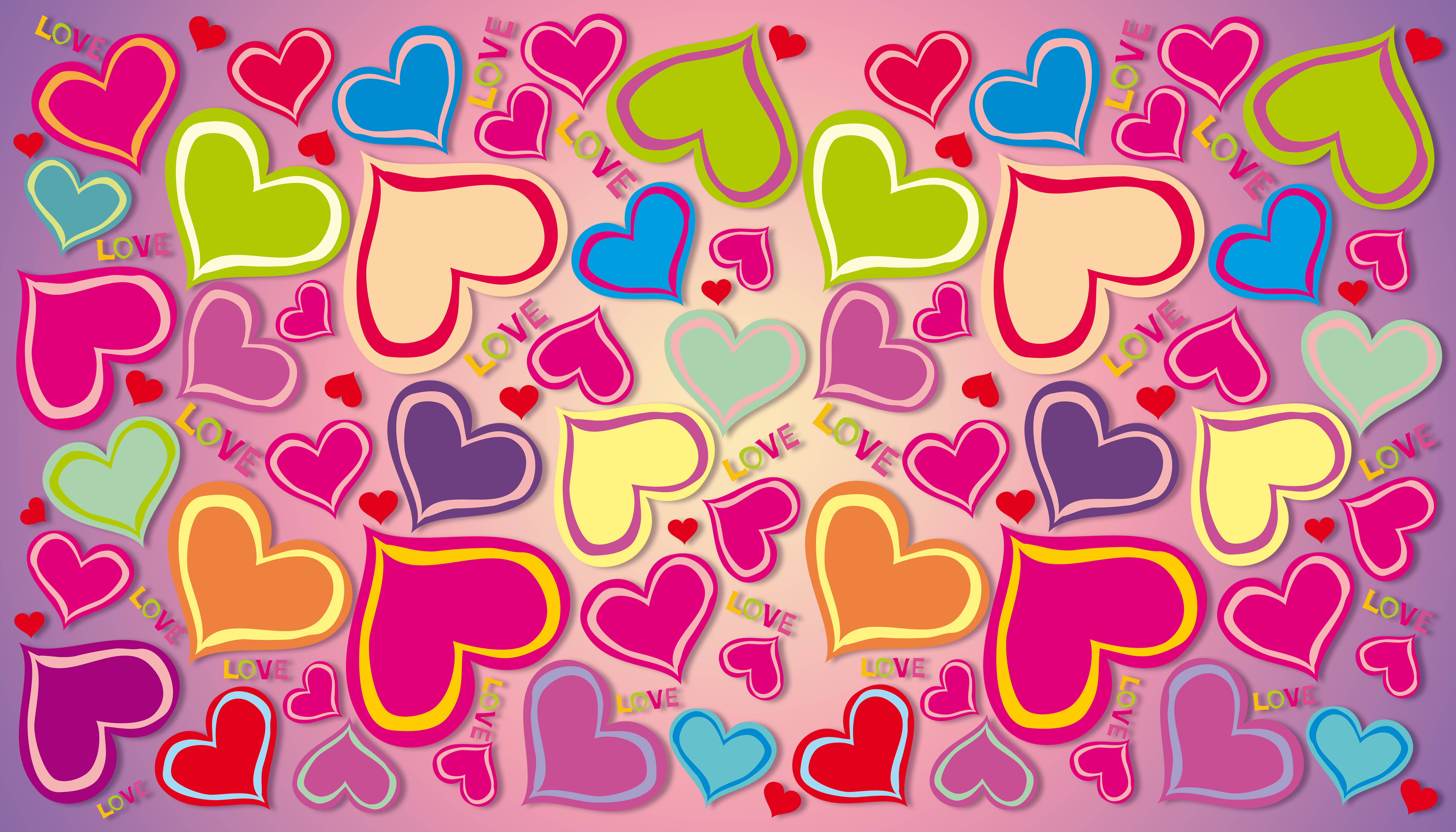 Veelkleurige Wonderlike Hart Muurpapier