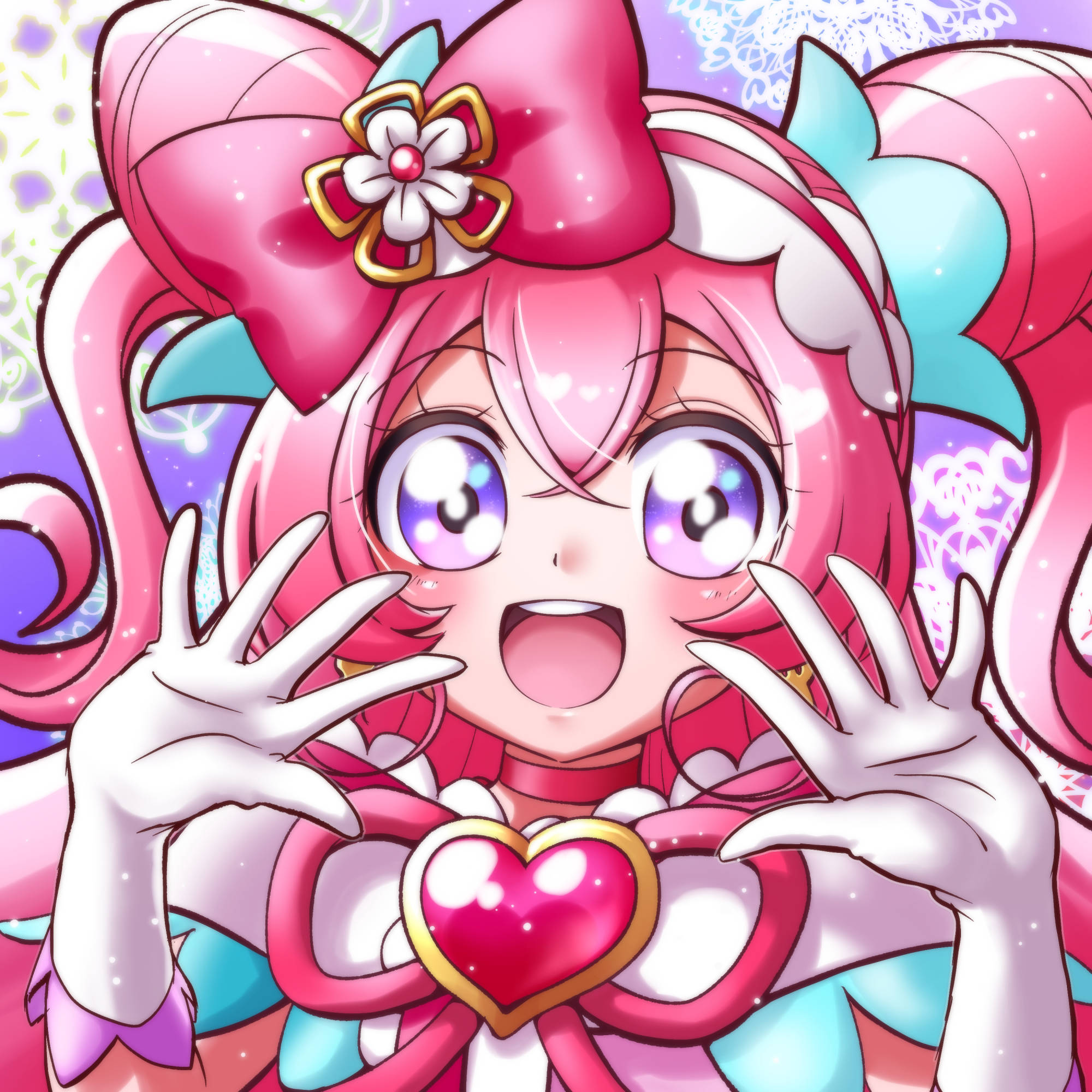 Verbaasde Cure Precious Anime Meisie Muurpapier
