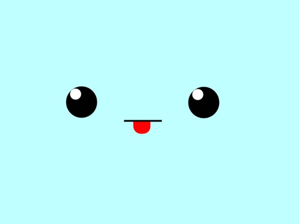 Pastelblou gesig kawaii afbeelding muurpapier.