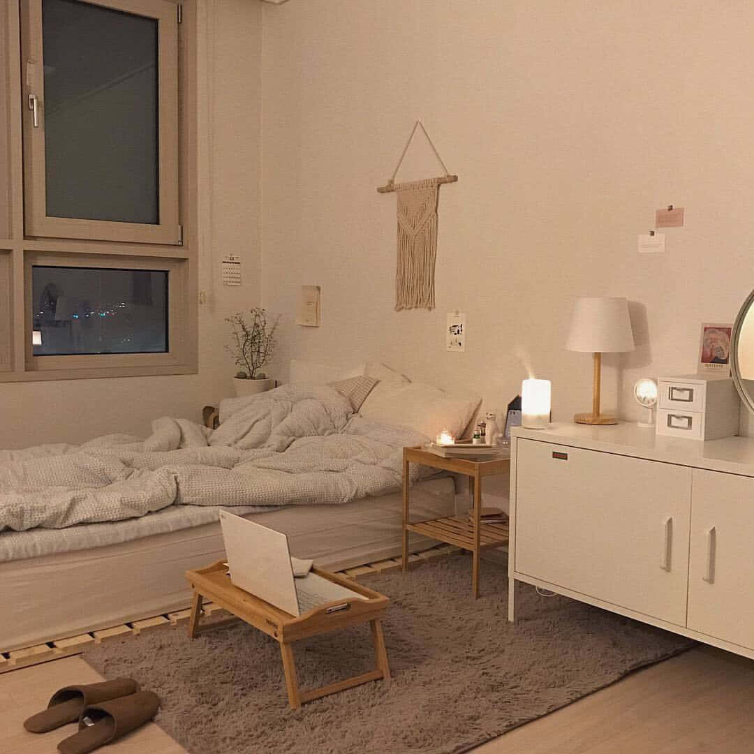 Verhoog die estetika van jou ruimte met 'n tikkie beige Muurpapier