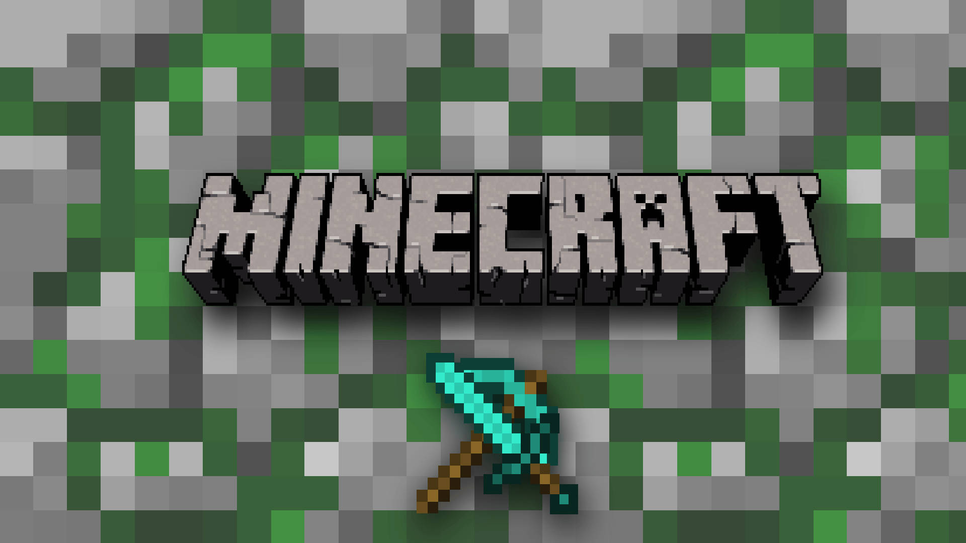 Minecraft Teks Logo En Swaard Pikhouweel-agtergrond