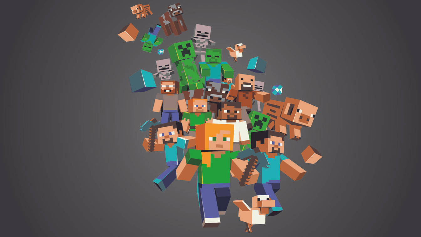 Verken die betowerde wêreld van Minecraft-mobs en -items Muurpapier