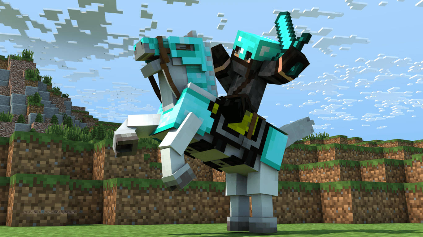 3D Minecraft gepantserde ridder ninja muurpapier