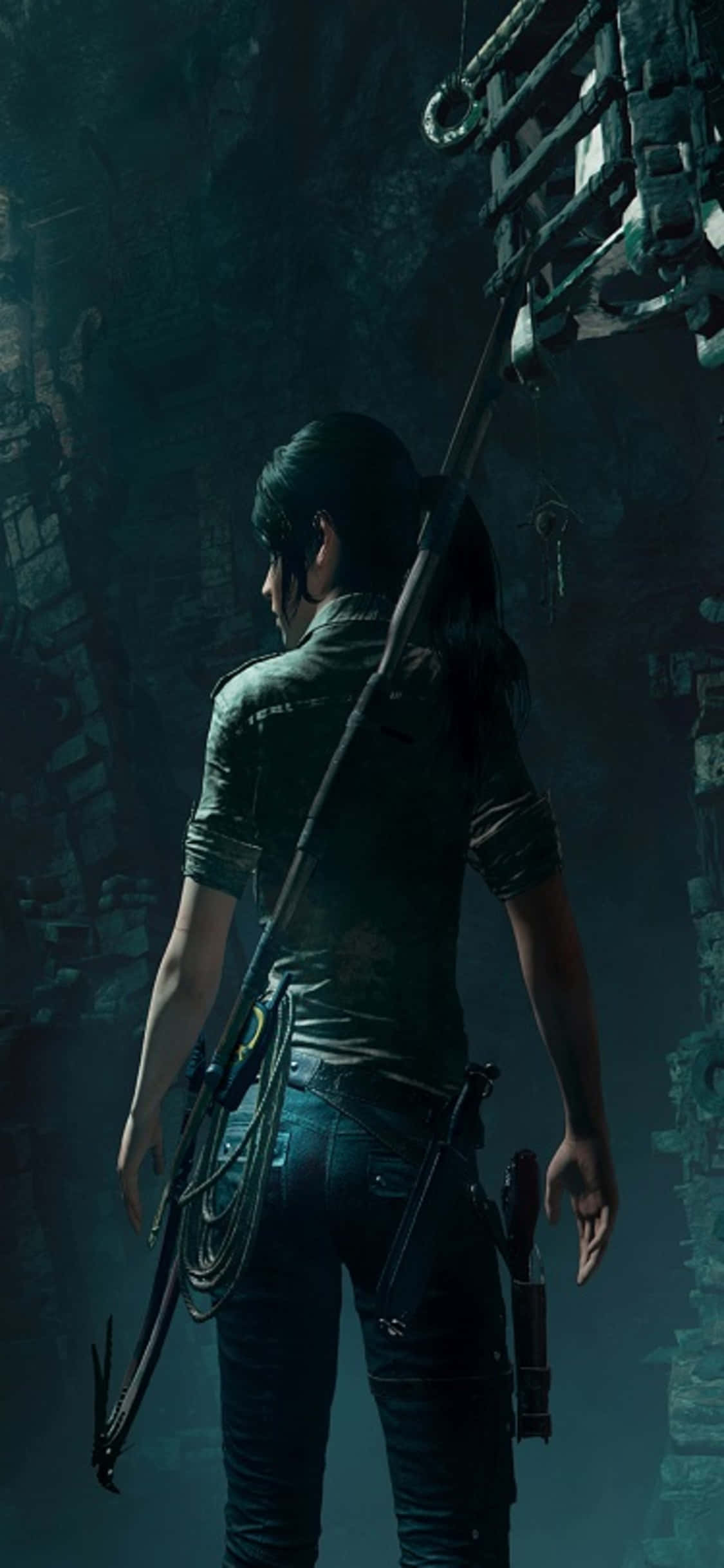 Verken die Dieptes van Shadow of the Tomb Raider op iPhone X Muurpapier