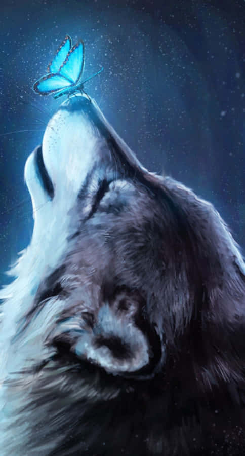 Verken die dieptes van die heelal met Galaxy Wolf Muurpapier
