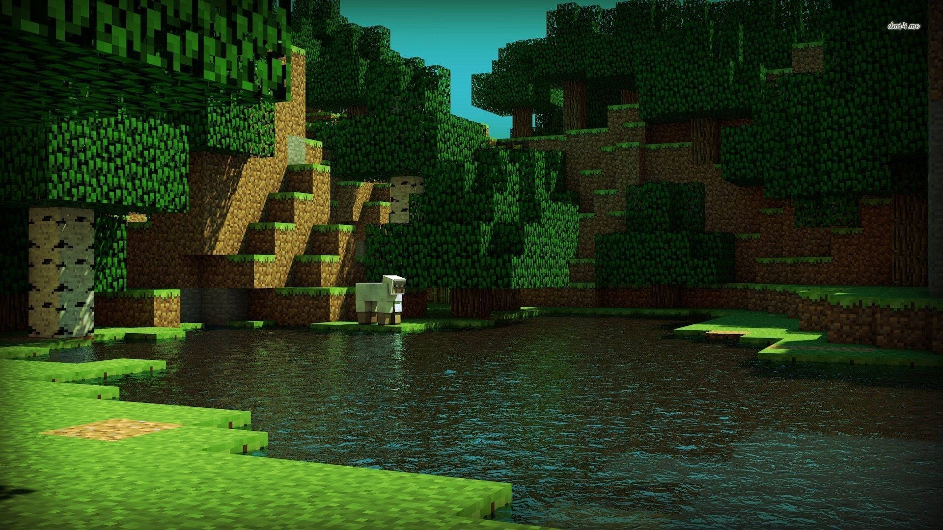 Minecraft HD skilderagtige groen natuur-agtergrond