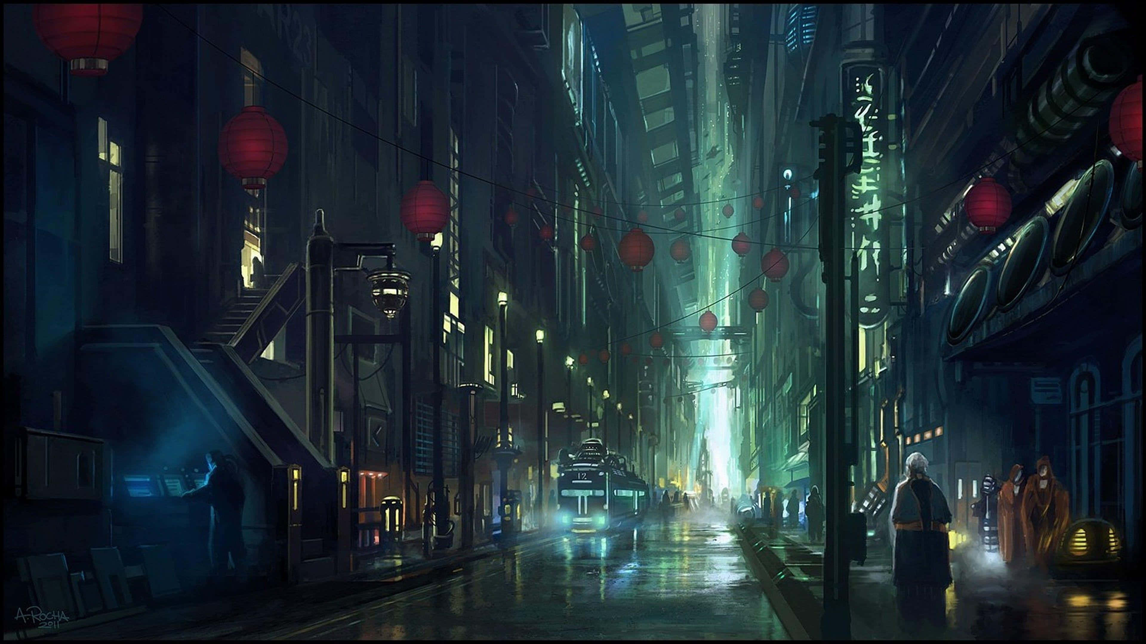 Verken die kleurvolle wêreld van Anime City en vind 'n avontuur wat op jou wag Muurpapier