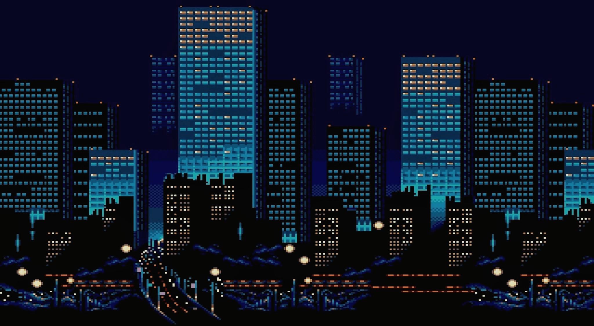 Verken die kleurvolle gewoel en bedrywigheid van Neon City Muurpapier