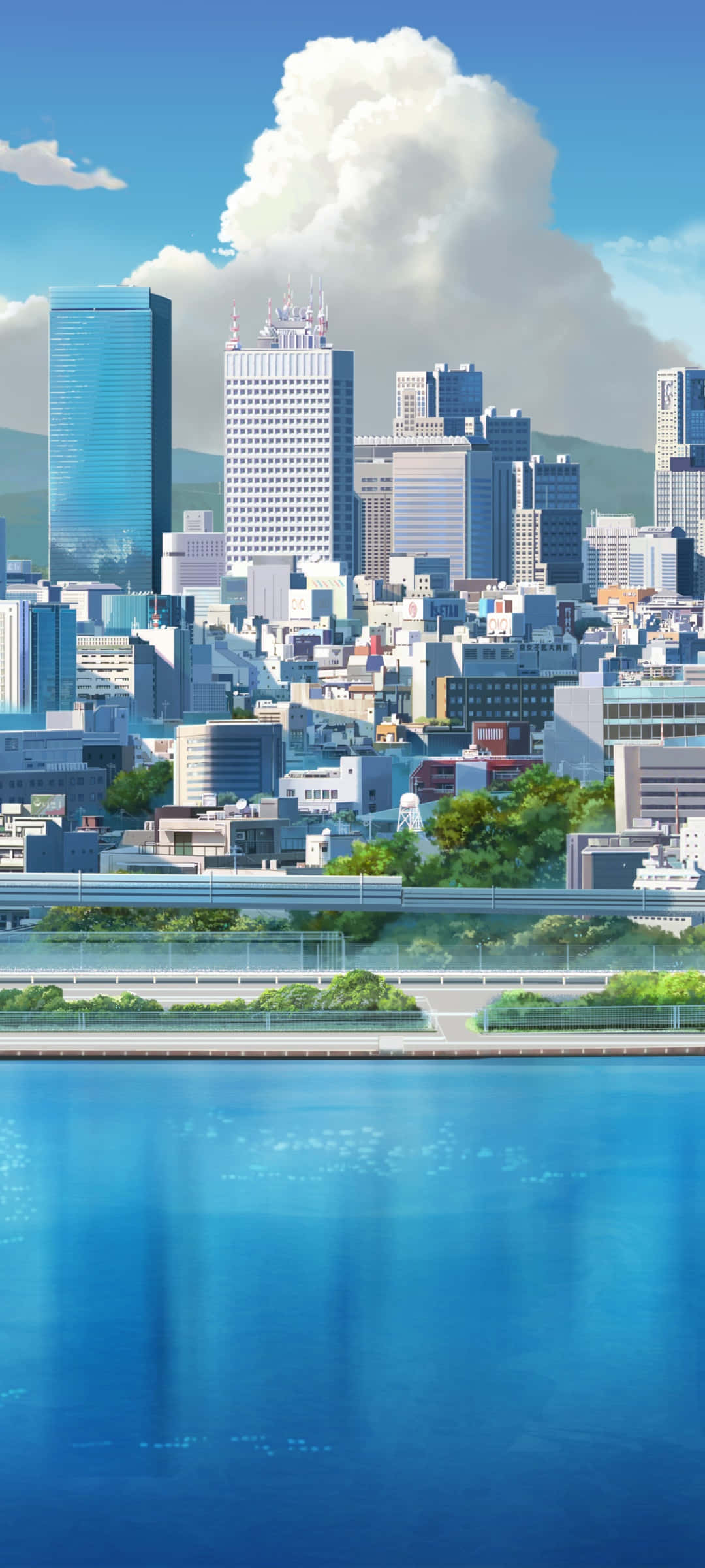 Verken die lewendige ligte van Anime-stad Muurpapier