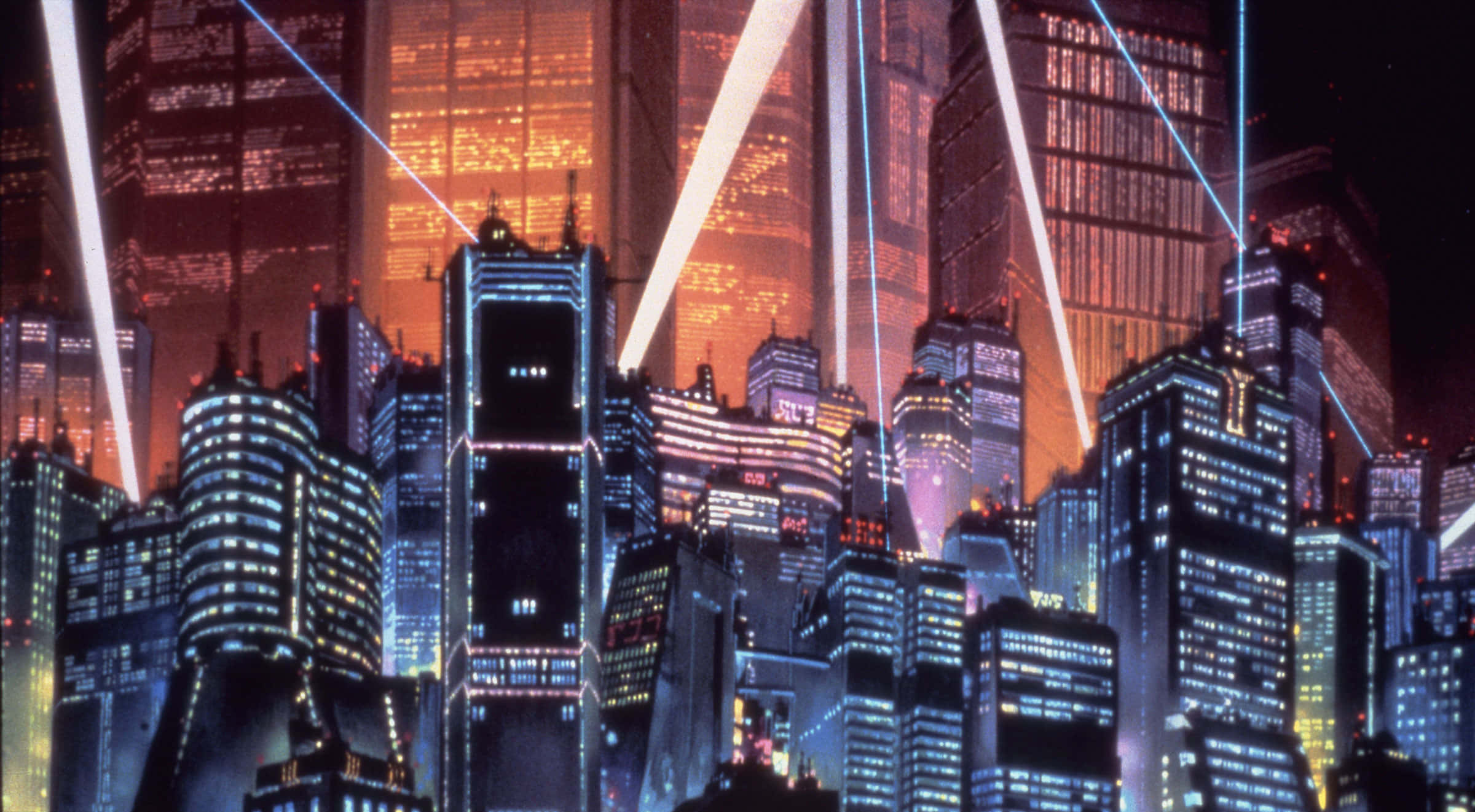 Verken die lewendige stadsbeeld van Anime-stad. Muurpapier