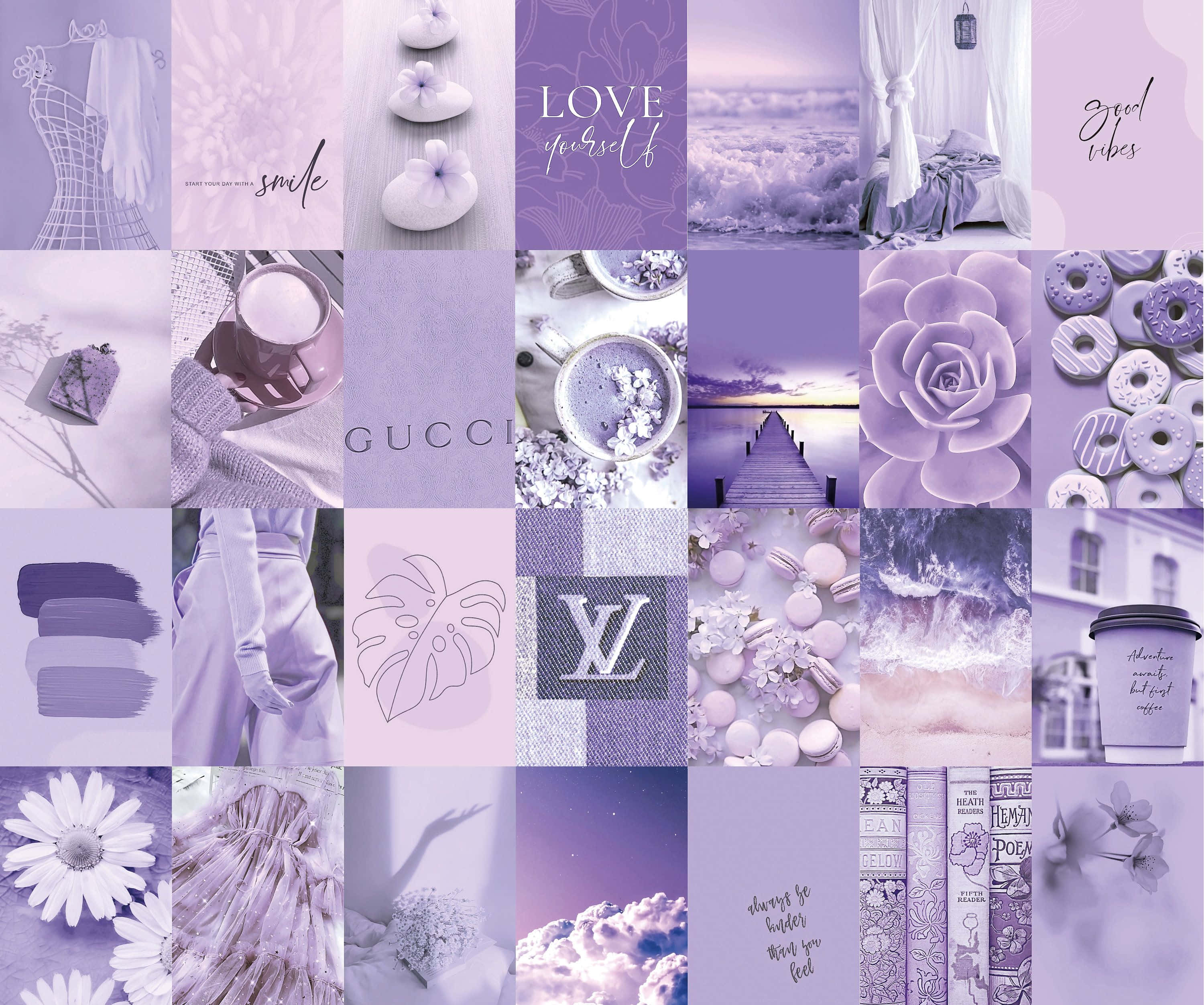 Verken die magie van Purple Collage Muurpapier