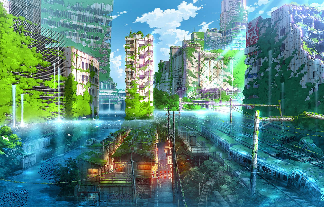 Verken die Misterie van Verlate Tokio in die Anime-wêreld — Tokio GIF Muurpapier