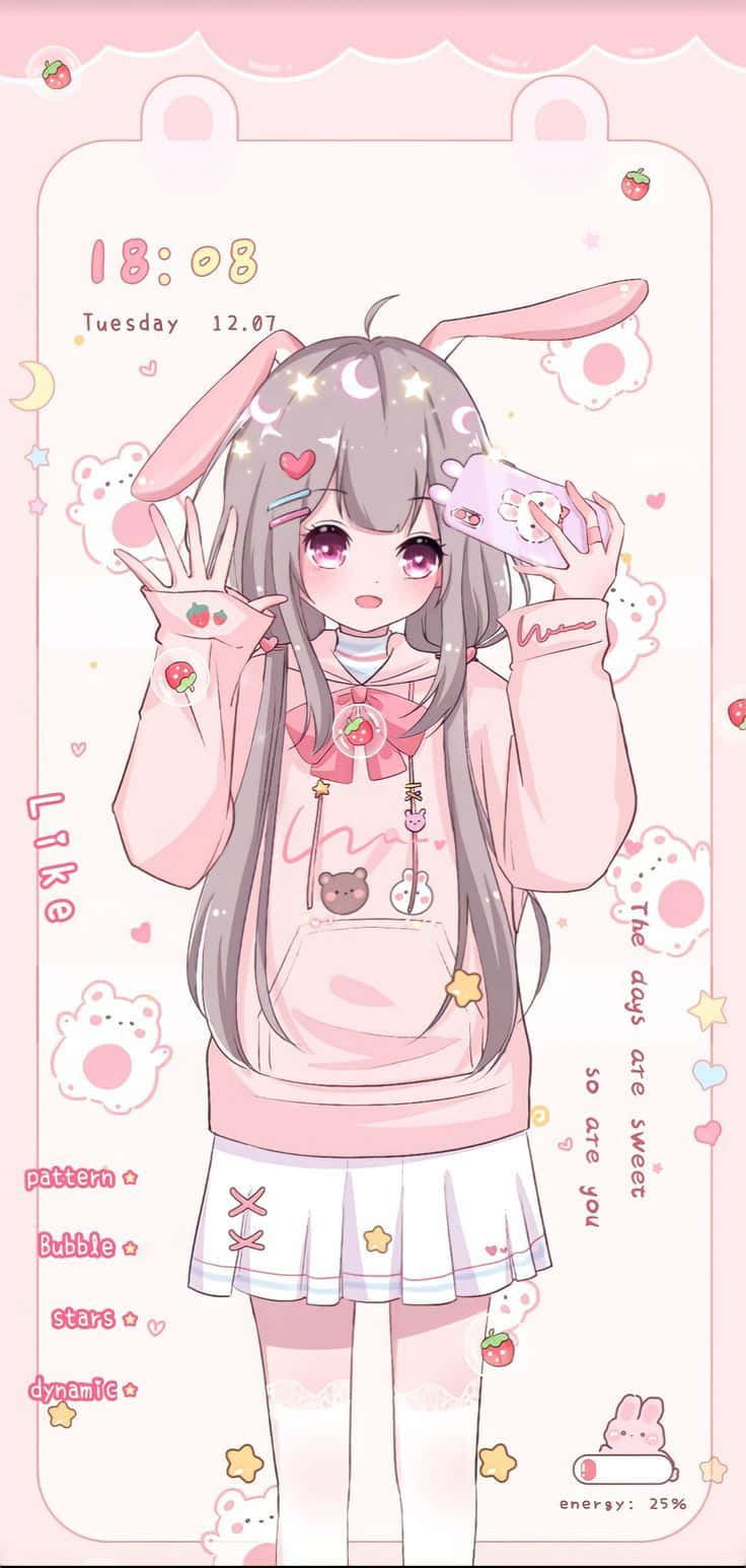 Verken die pragtige wêreld van Pienk Anime-estetika Muurpapier