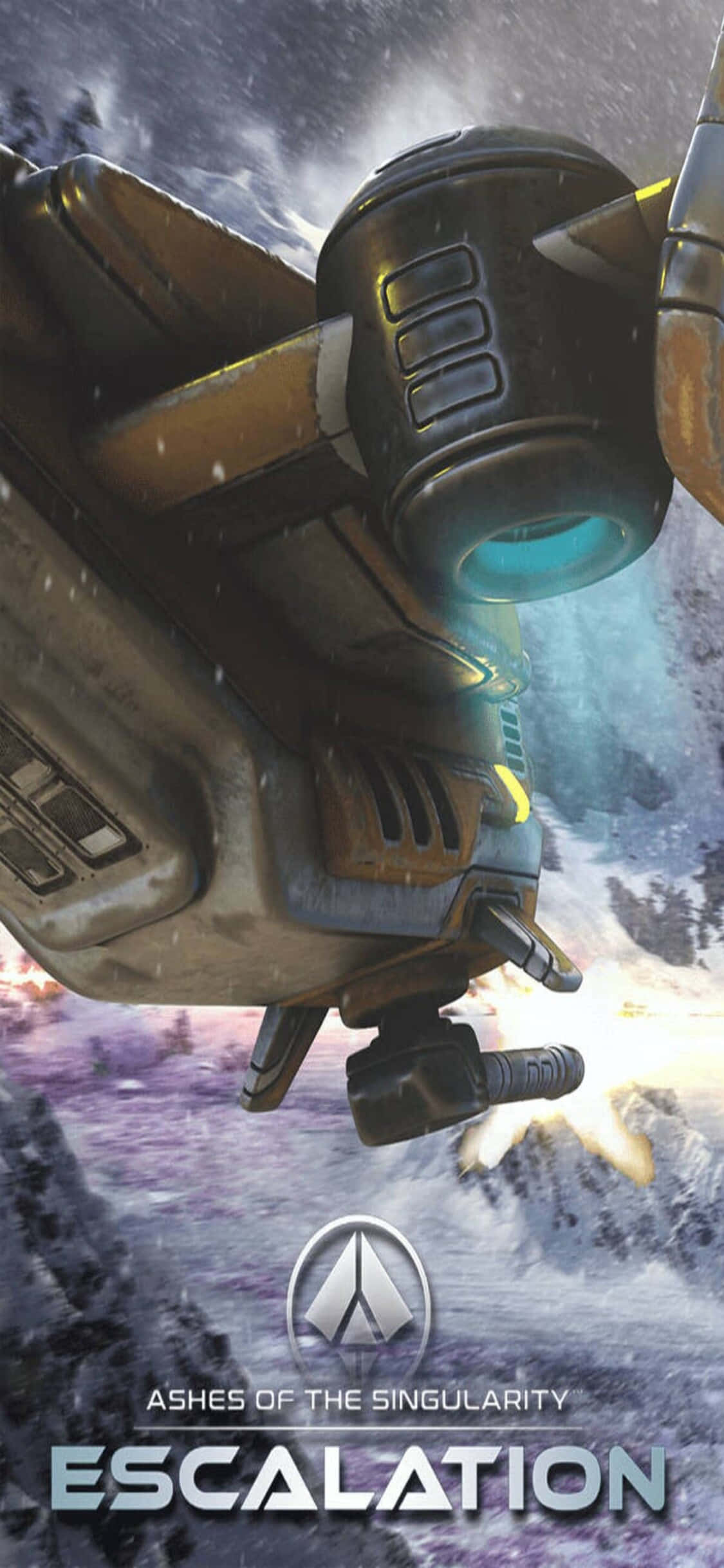 Verken die pragtige intergalaktiese beelde van die speletjie Ashes of the Singularity op jou iPhone X Muurpapier