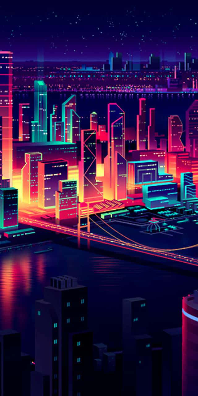 Verken die skitterende ligte van Neon City Muurpapier