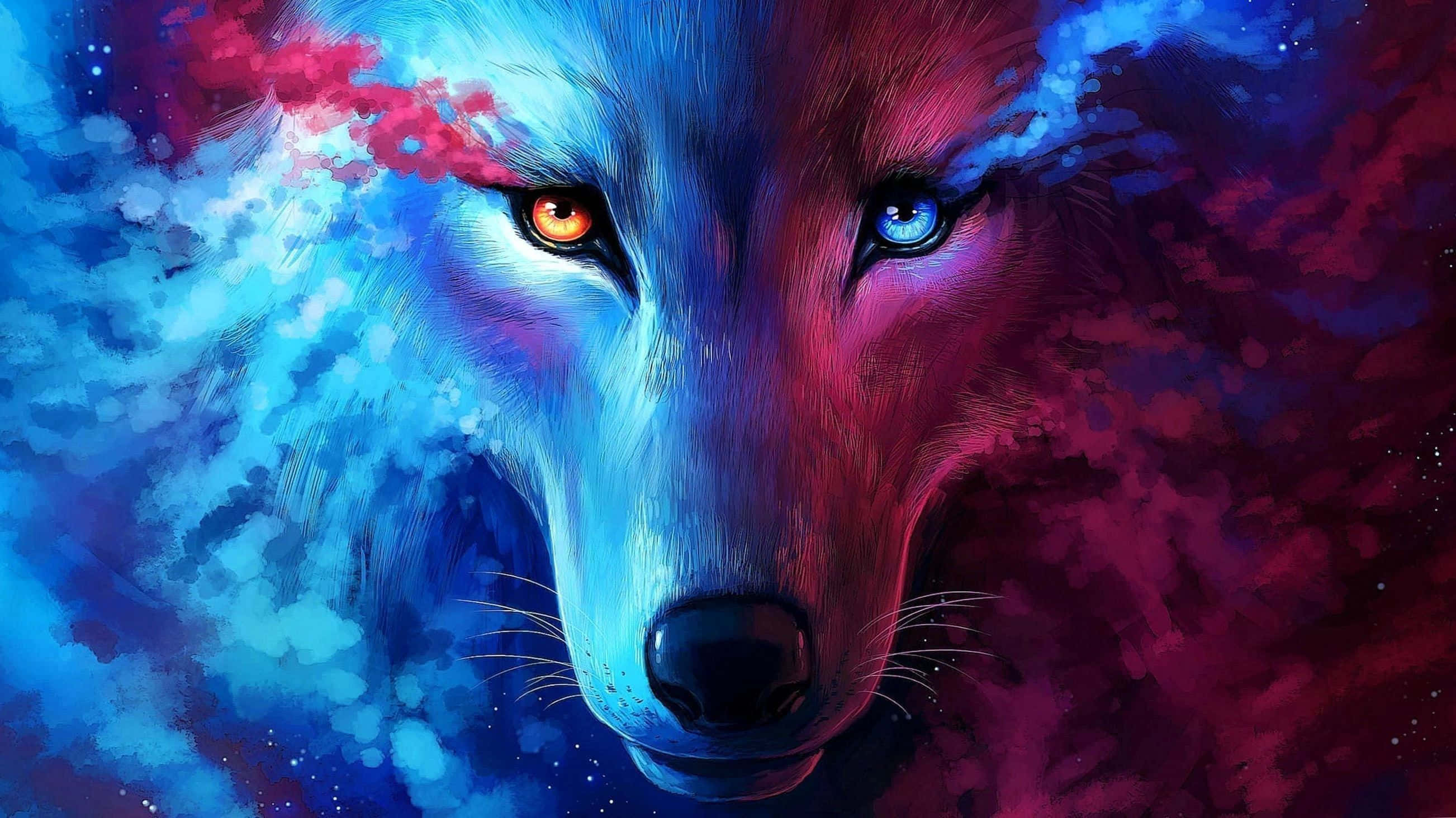 Verken die skoonheid van 'n middernaghemel met die elegante vorm van die galaksewolf. Muurpapier