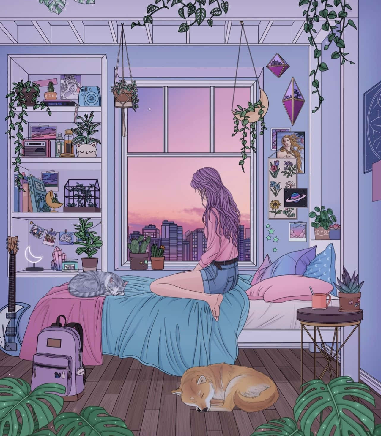 Verken die Uitgestrekte Ruimte van 'n Anime-kamer Muurpapier
