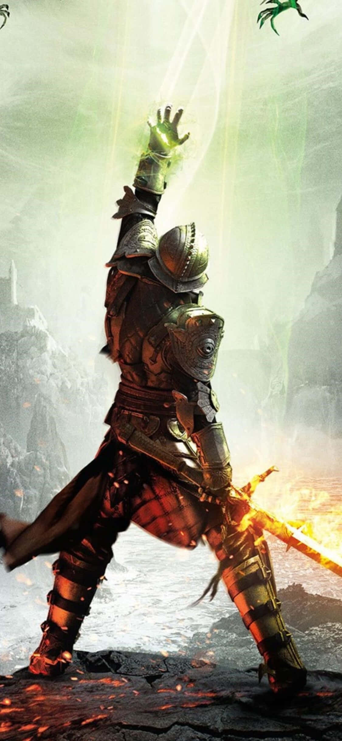 Verken die wêreld van Dragon Age Inquisition op die iPhone Xs Muurpapier