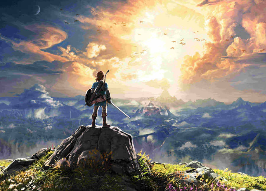 Verken Hyrule saam met Link uit The Legend of Zelda Muurpapier