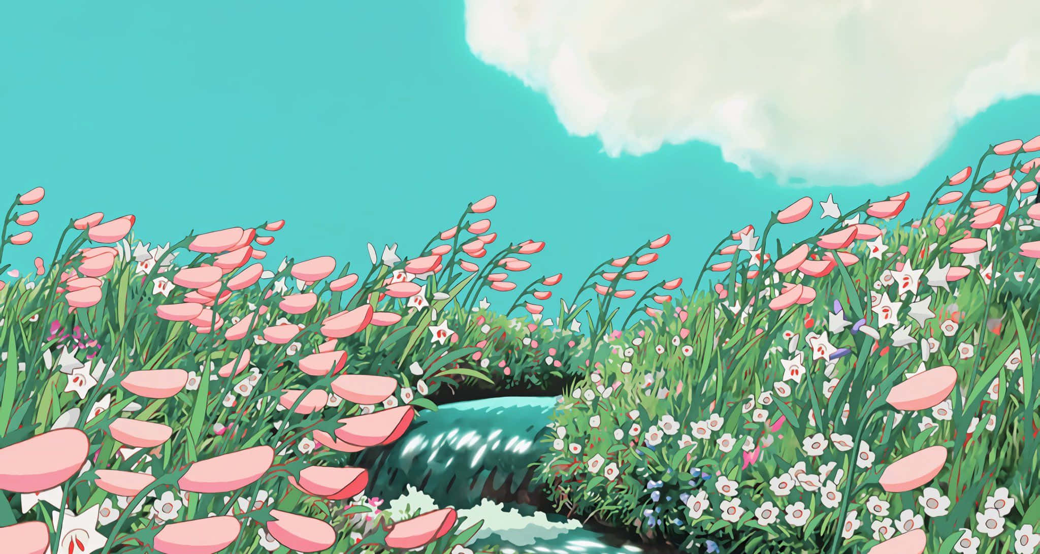 Verken jou verbeelding met estetiese Ghibli Muurpapier
