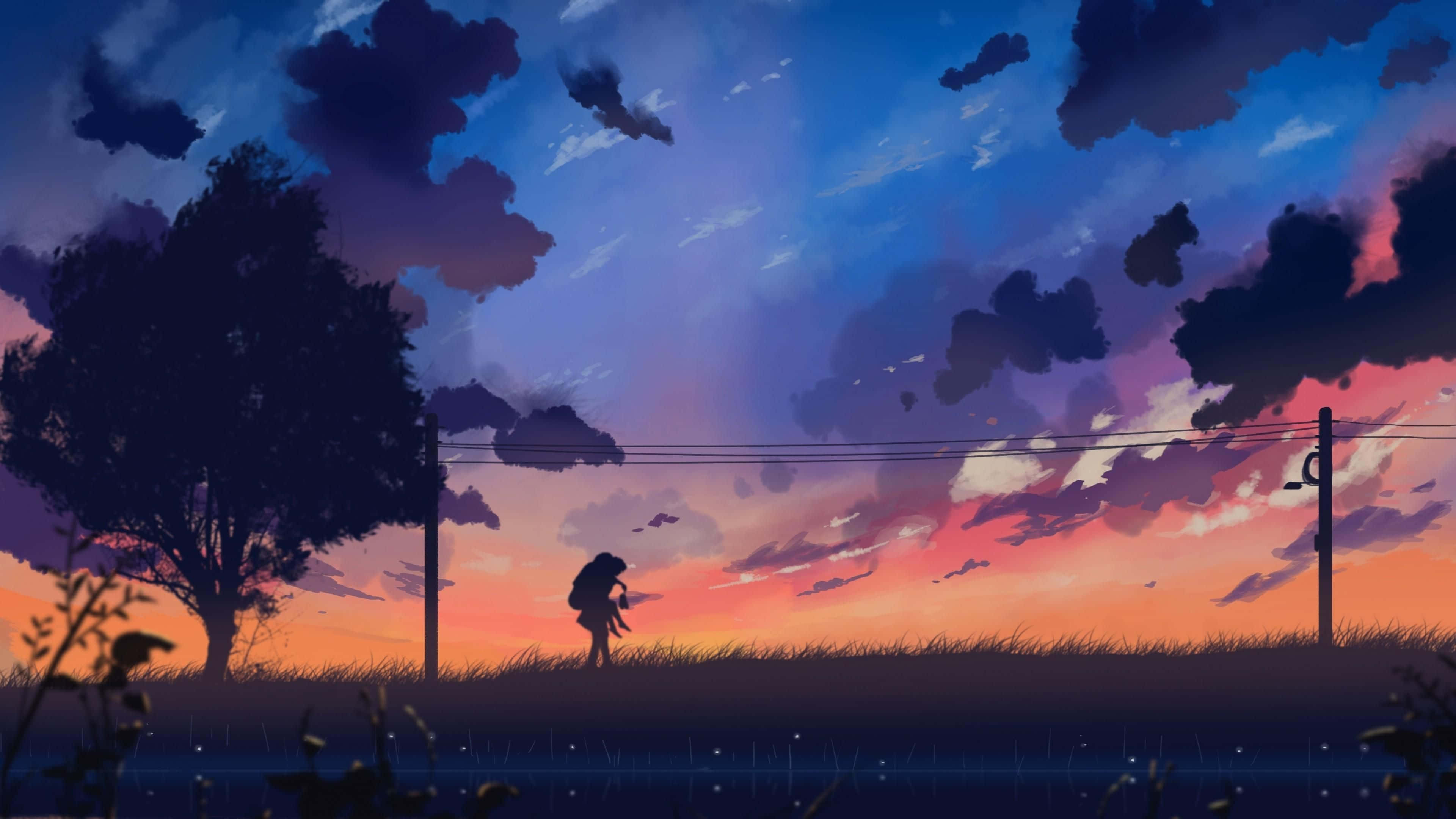 Verken 'n magiese wêreld van Anime met hierdie pragtige landskap Muurpapier