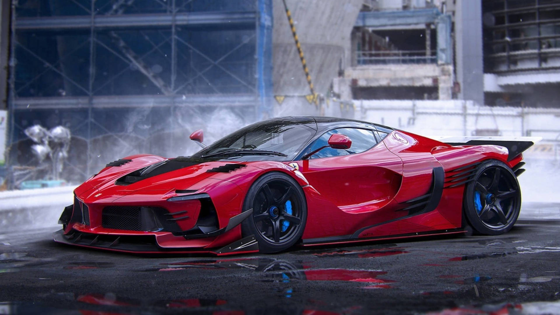 Rooi Ferrari wat Water Spat iPad