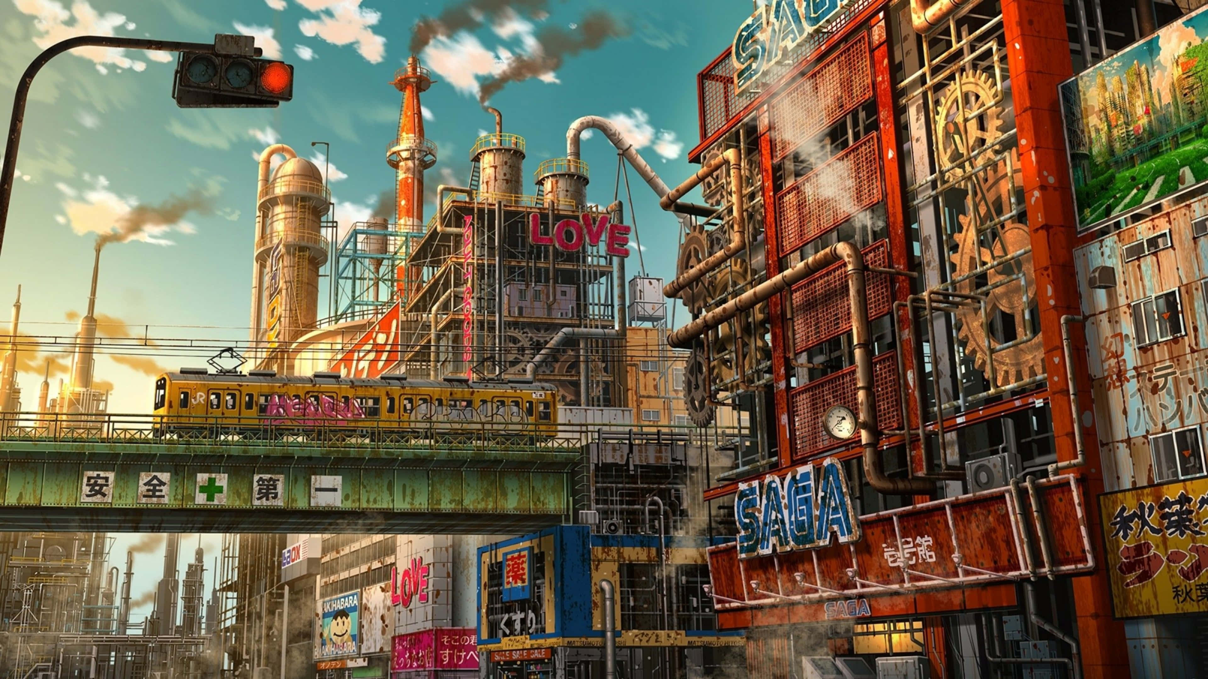 Verlig die Stad Tokio met 4K Anime-kuns Muurpapier