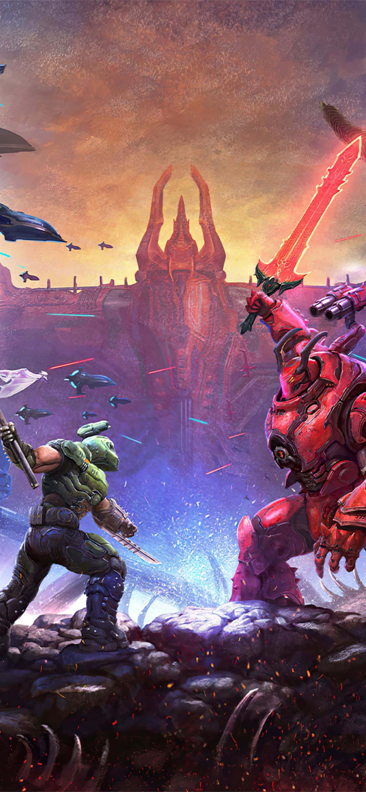 Verloor jouself in die wêreld van die epiese Doom Eternal-speletjie op jou iPhone. Muurpapier