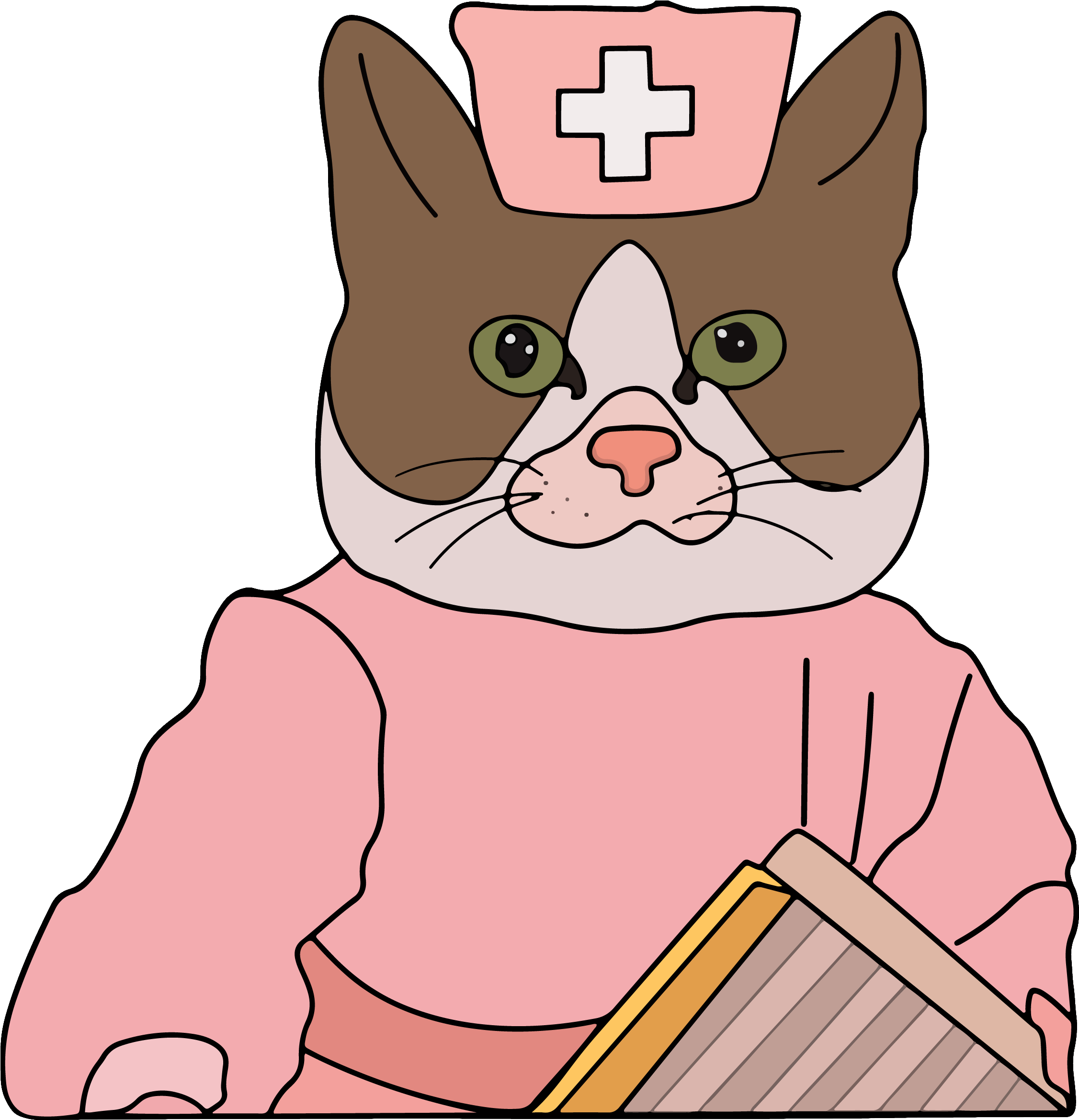 Verpleegster Kat Spotprent Meme Muurpapier